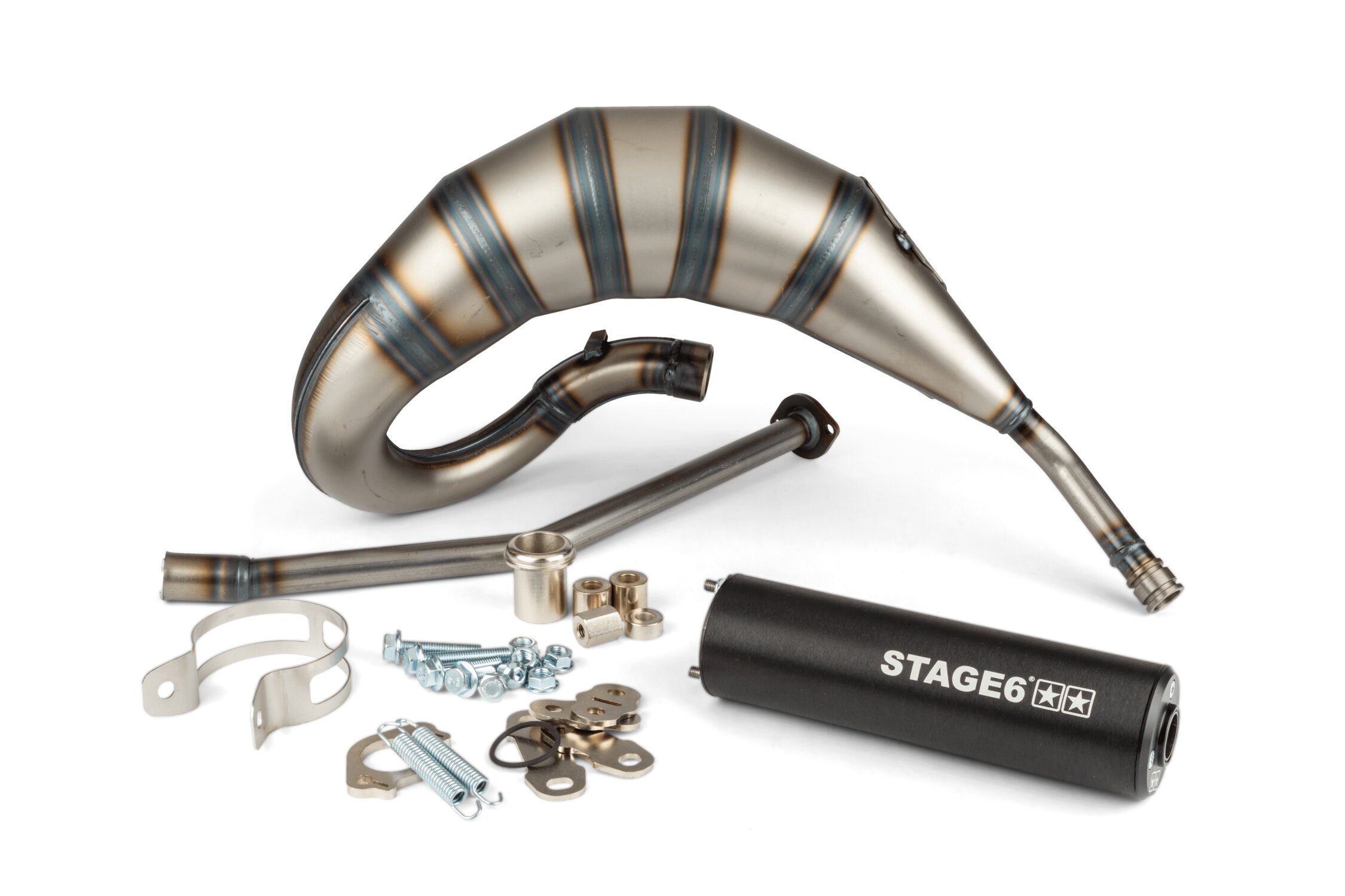 Image of Auspuffanlage Stage6 Streetrace 70cc high mount CNC schwarz Derbi Senda