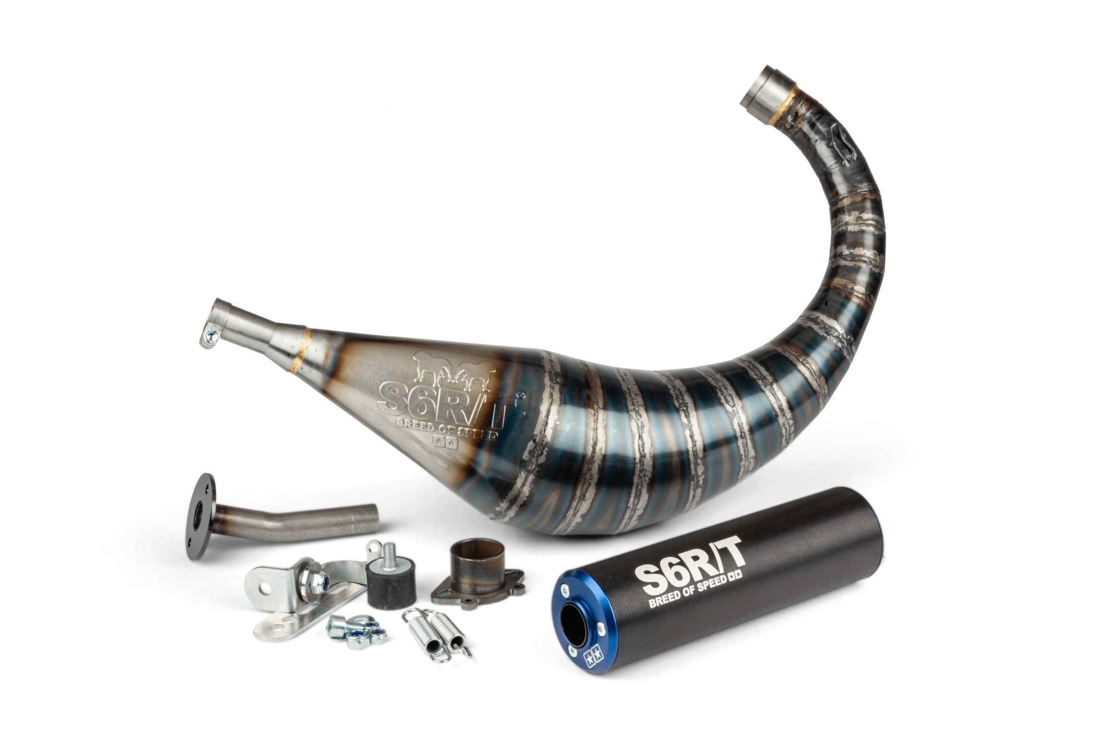 Image of Auspuff Stage6 R/T 70 - 80ccm schwarz / blau Derbi