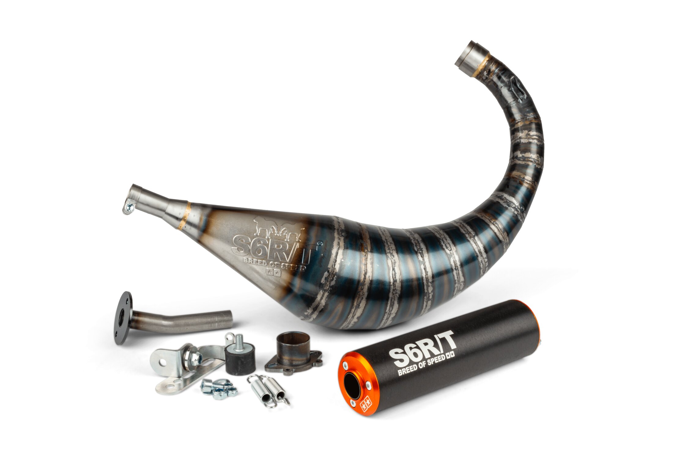 Image of Auspuff Stage6 R/T 70 - 80ccm schwarz / orange Derbi