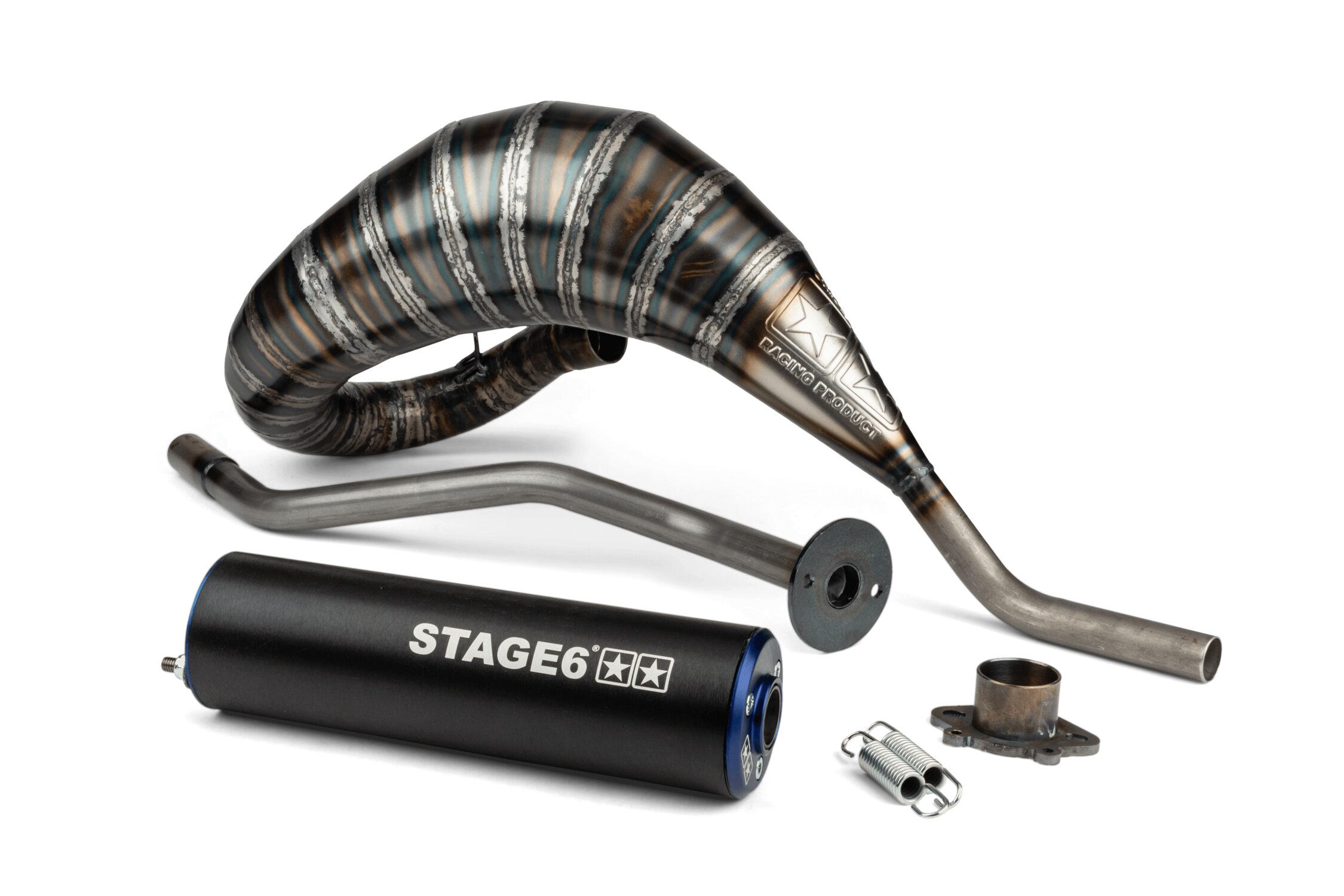 Image of Auspuff Stage6 80 - 90 Derbi blau / schwarz