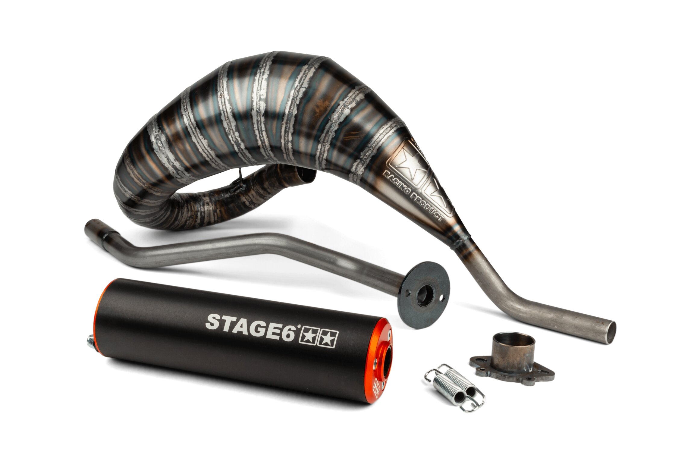 Image of Auspuff Stage6 80 - 90 Derbi orange / schwarz