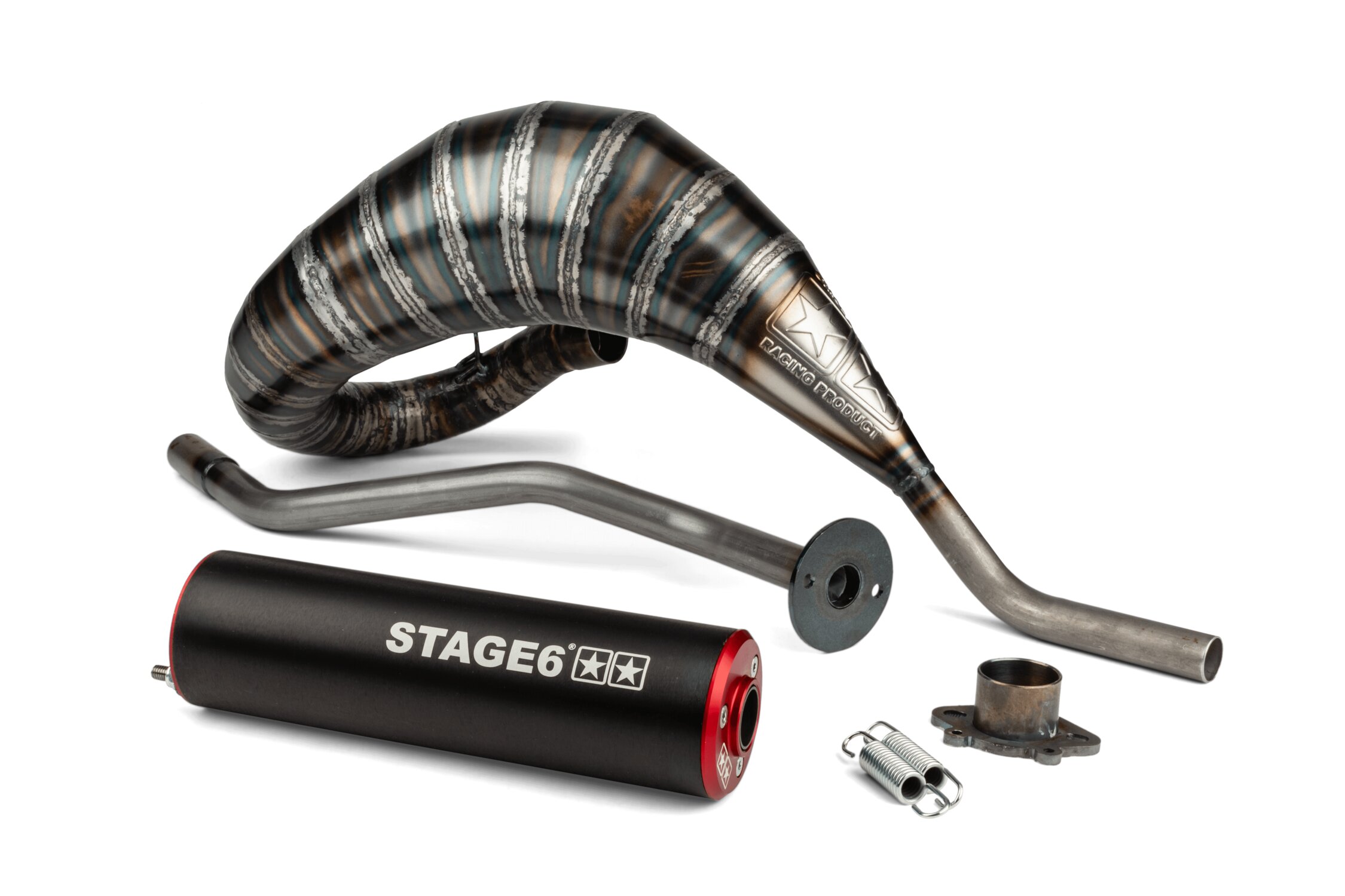 Image of Auspuff Stage6 80 - 90 Derbi rot / schwarz