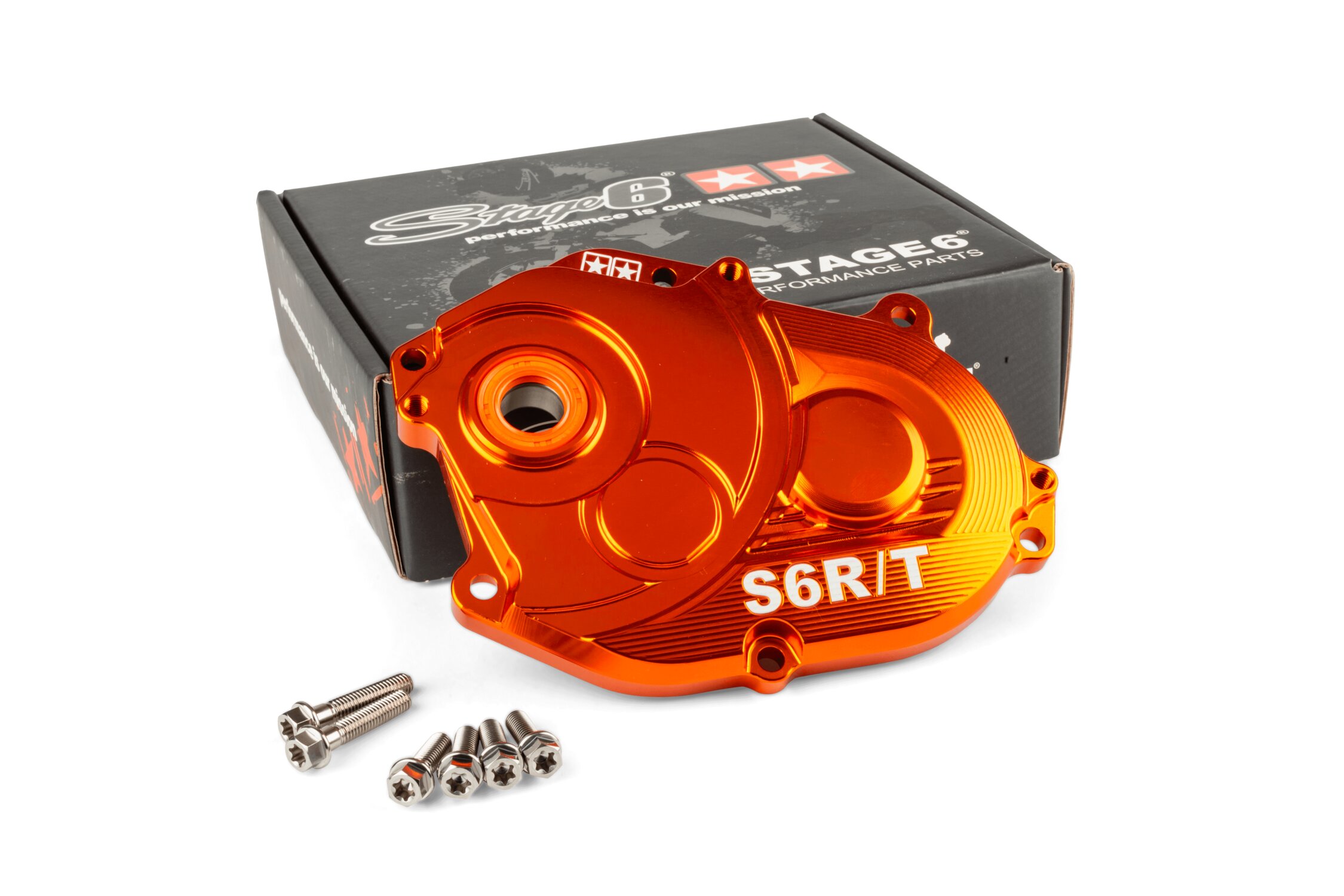 Image of Getriebedeckel Stage6 R/T Orange mit Titanschrauben Minarelli