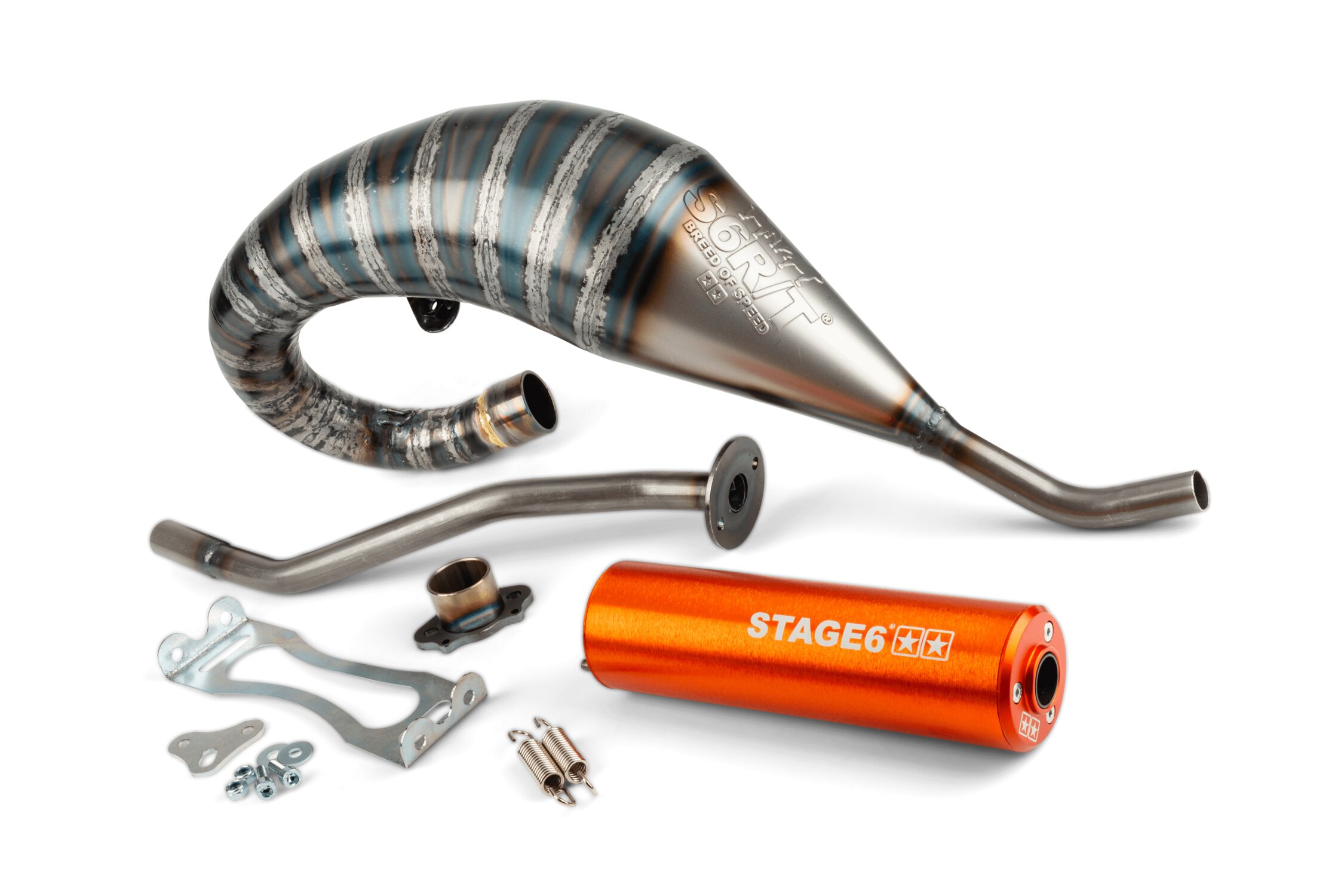 Image of Auspuff Stage6 R/T 70 - 80 high-mount Derbi Orange