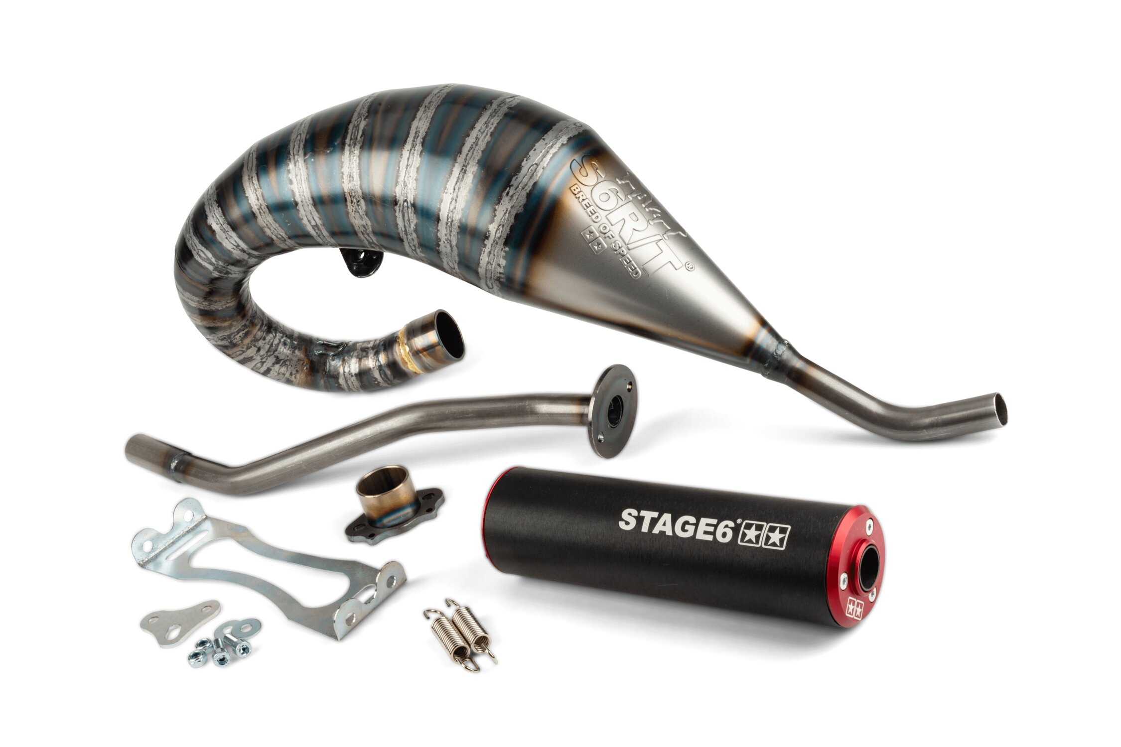 Image of Auspuff Stage6 R/T 70 - 80 high-mount Derbi Schwarz / Rot