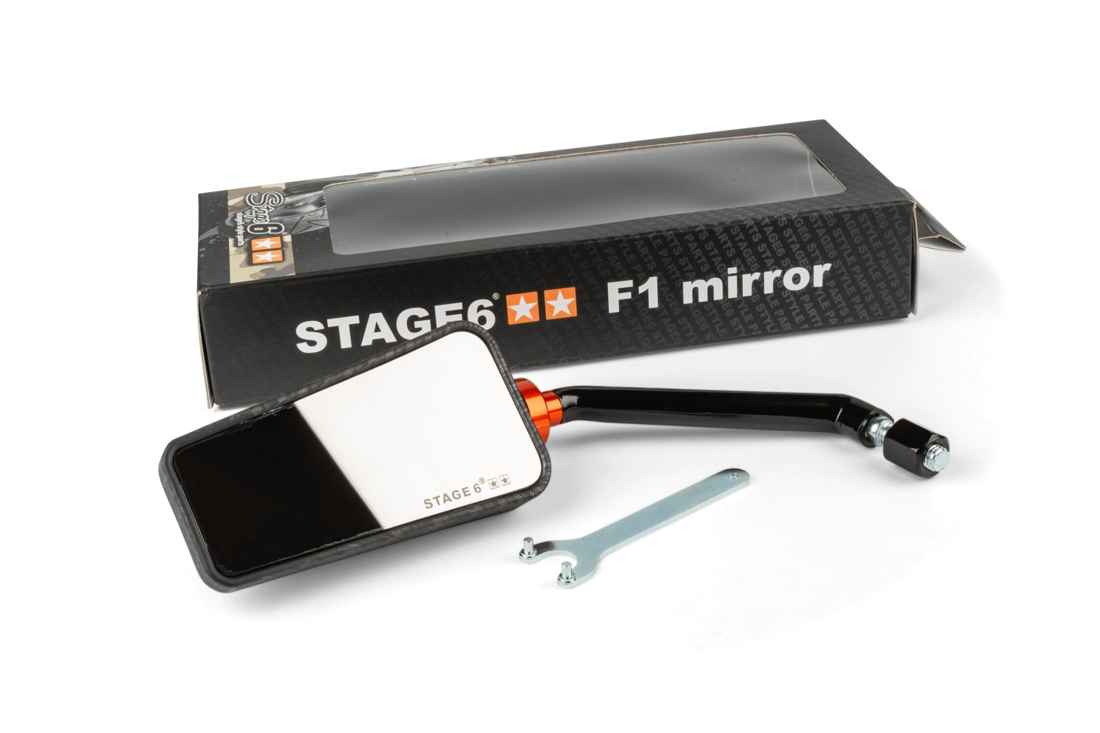Image of Spiegel Stage6 F1 links M8 Carbon-look matt