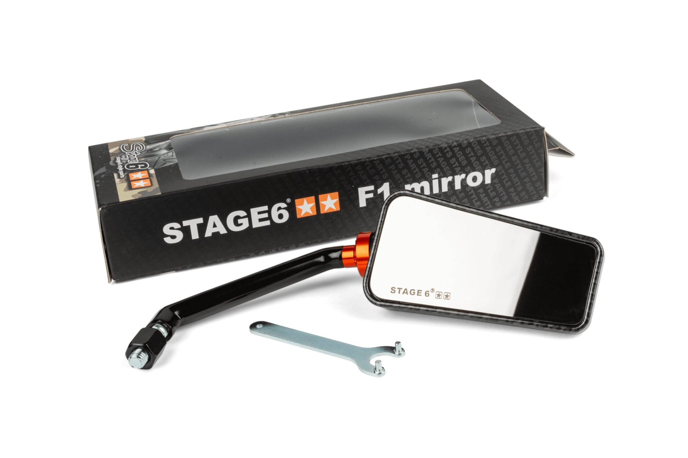 Image of Spiegel Stage6 F1 rechts M8 Carbon-look glanz