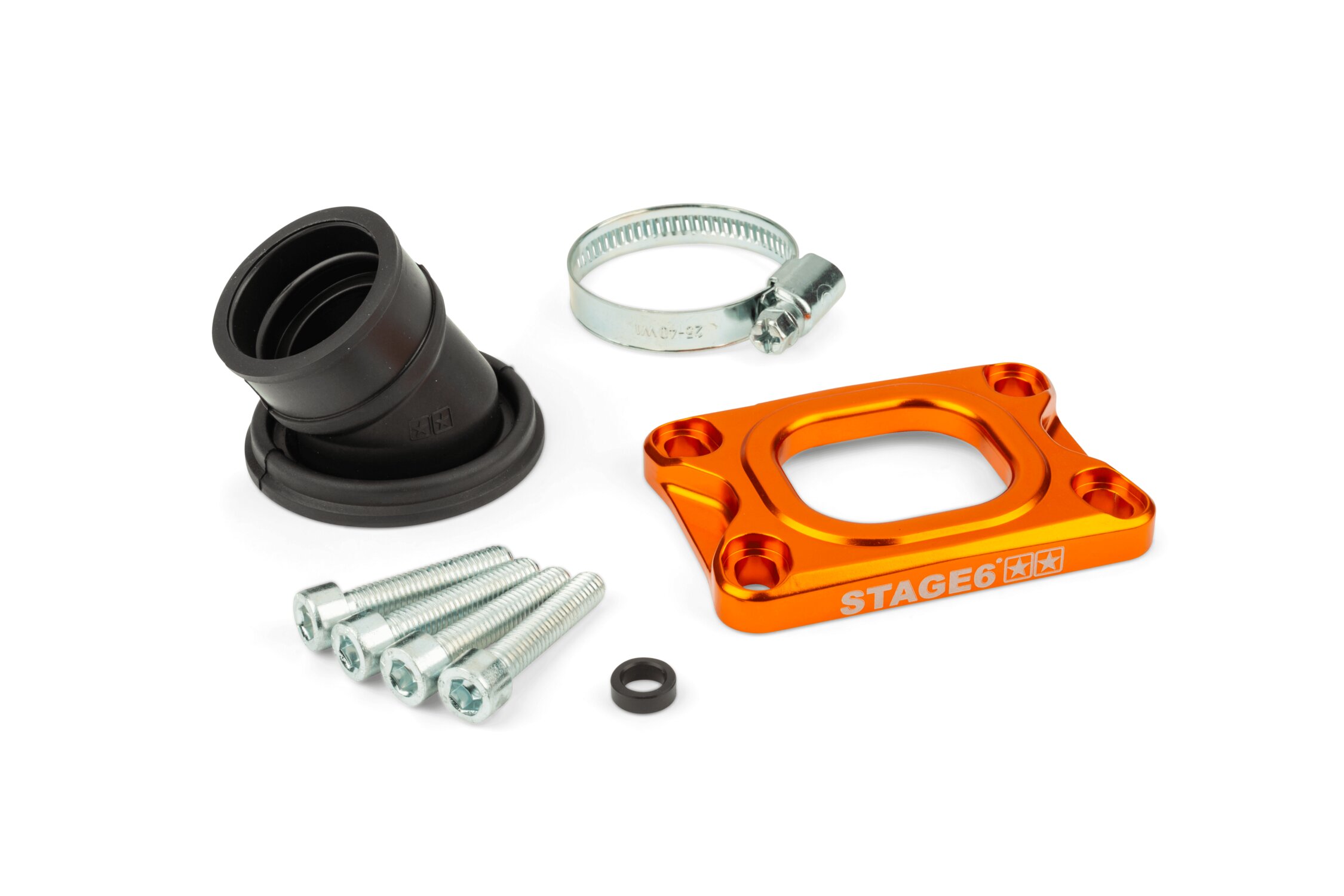 Image of Ansaugstutzen Stage6 360° AM6 / Derbi orange für CP Evolution