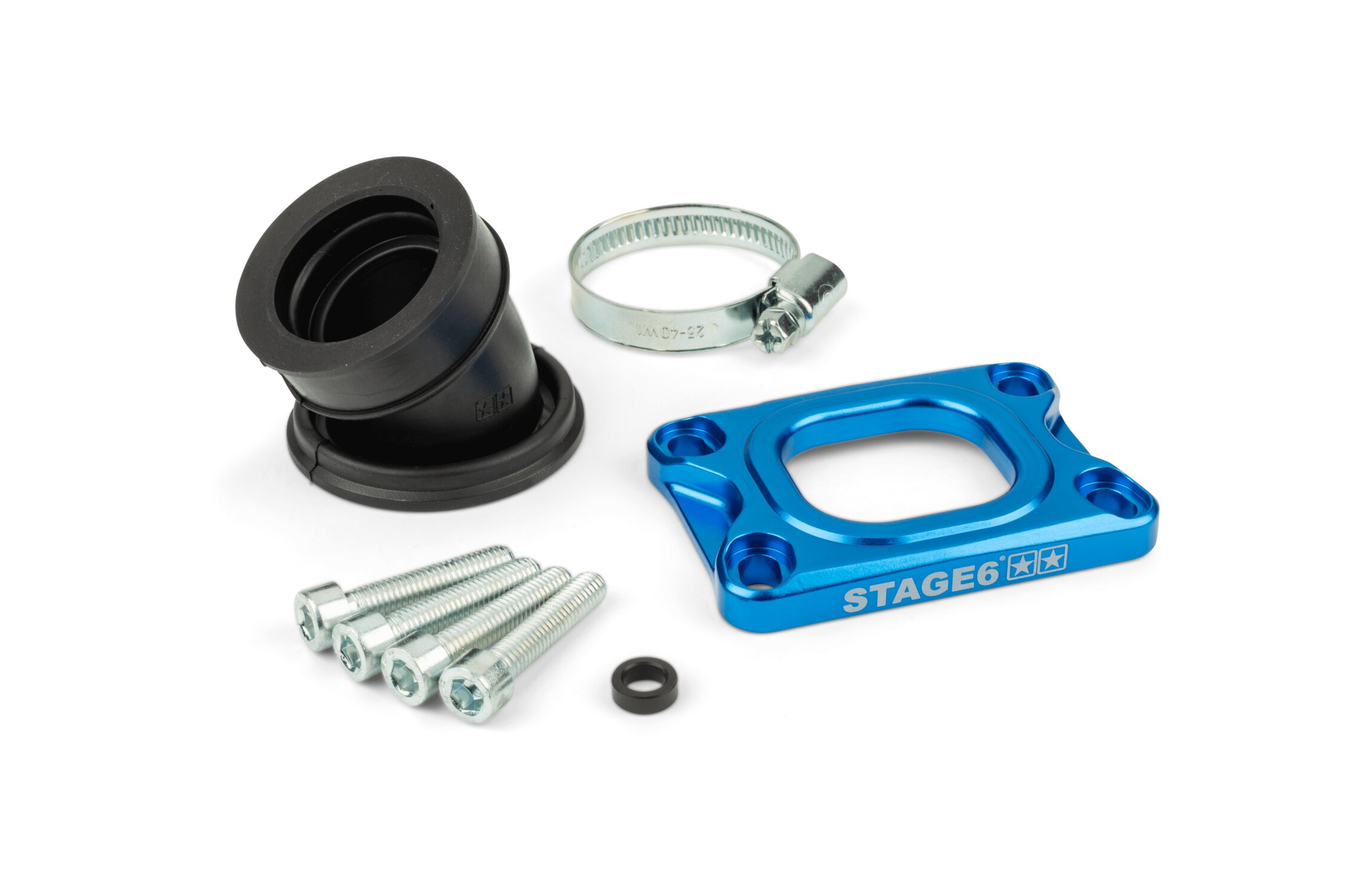 Image of Ansaugstutzen Stage6 360° AM6 / Derbi blau für Mikuni TM24
