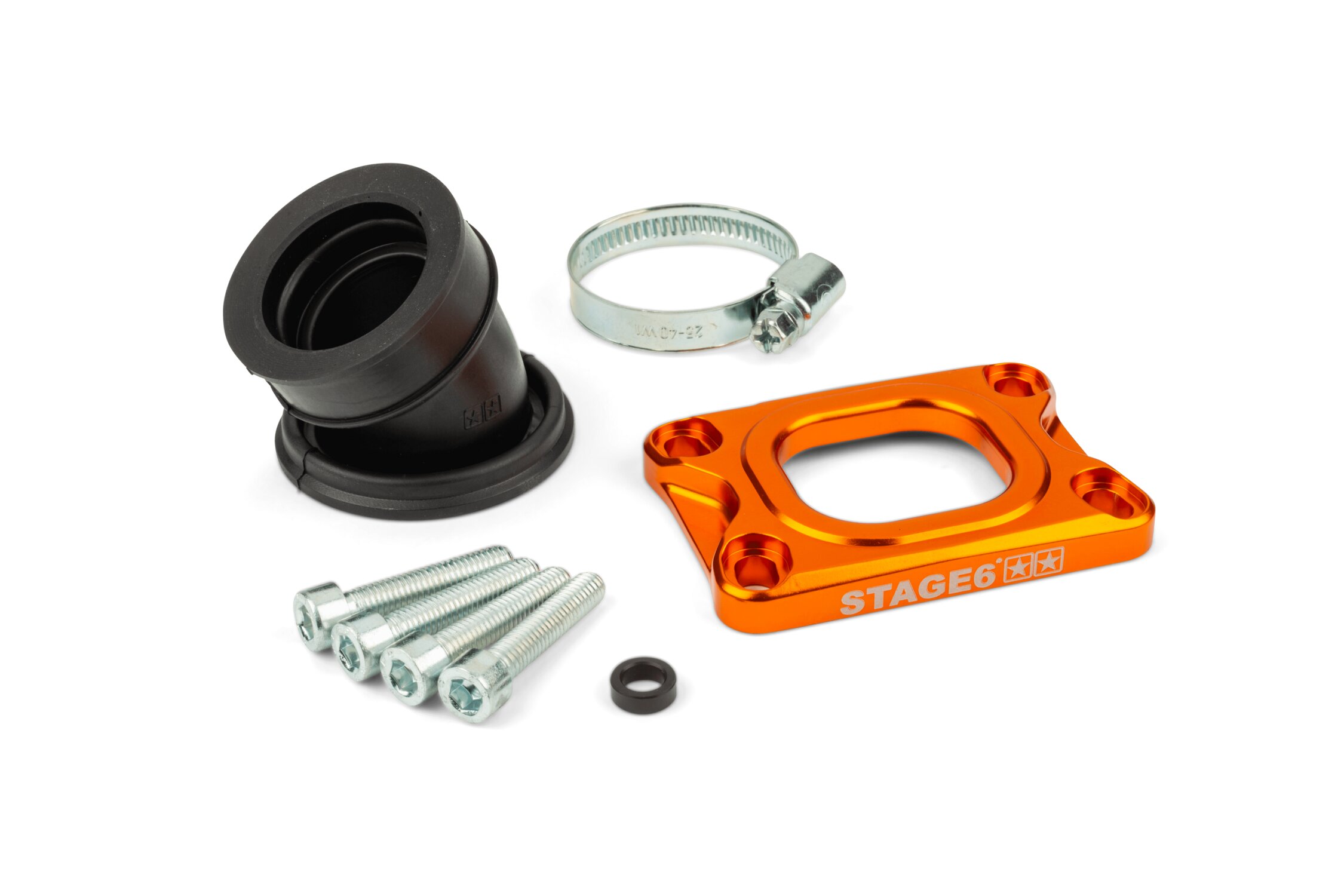 Image of Ansaugstutzen Stage6 360° AM6 / Derbi orange für Mikuni TM24