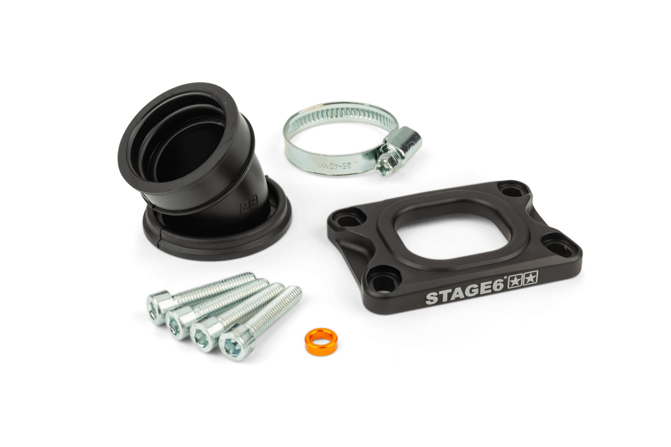 Image of Ansaugstutzen Stage6 360° AM6 / Derbi schwarz für PWK 19 - 28mm
