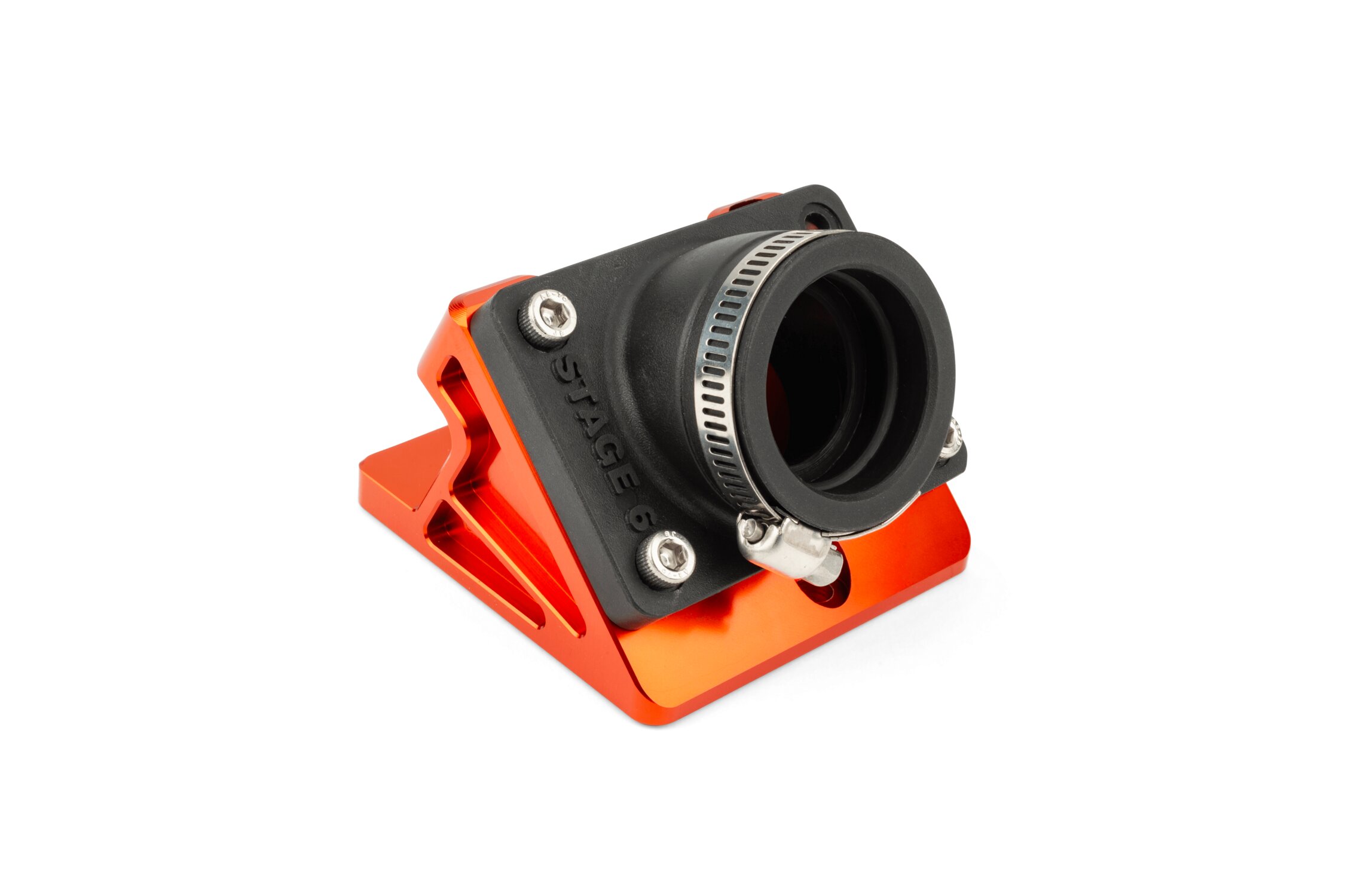 Image of Ansaugstutzen & Spacer Stage6 R/T kurz gerade AW 35mm PWK / VHST Orange Minarelli liegend