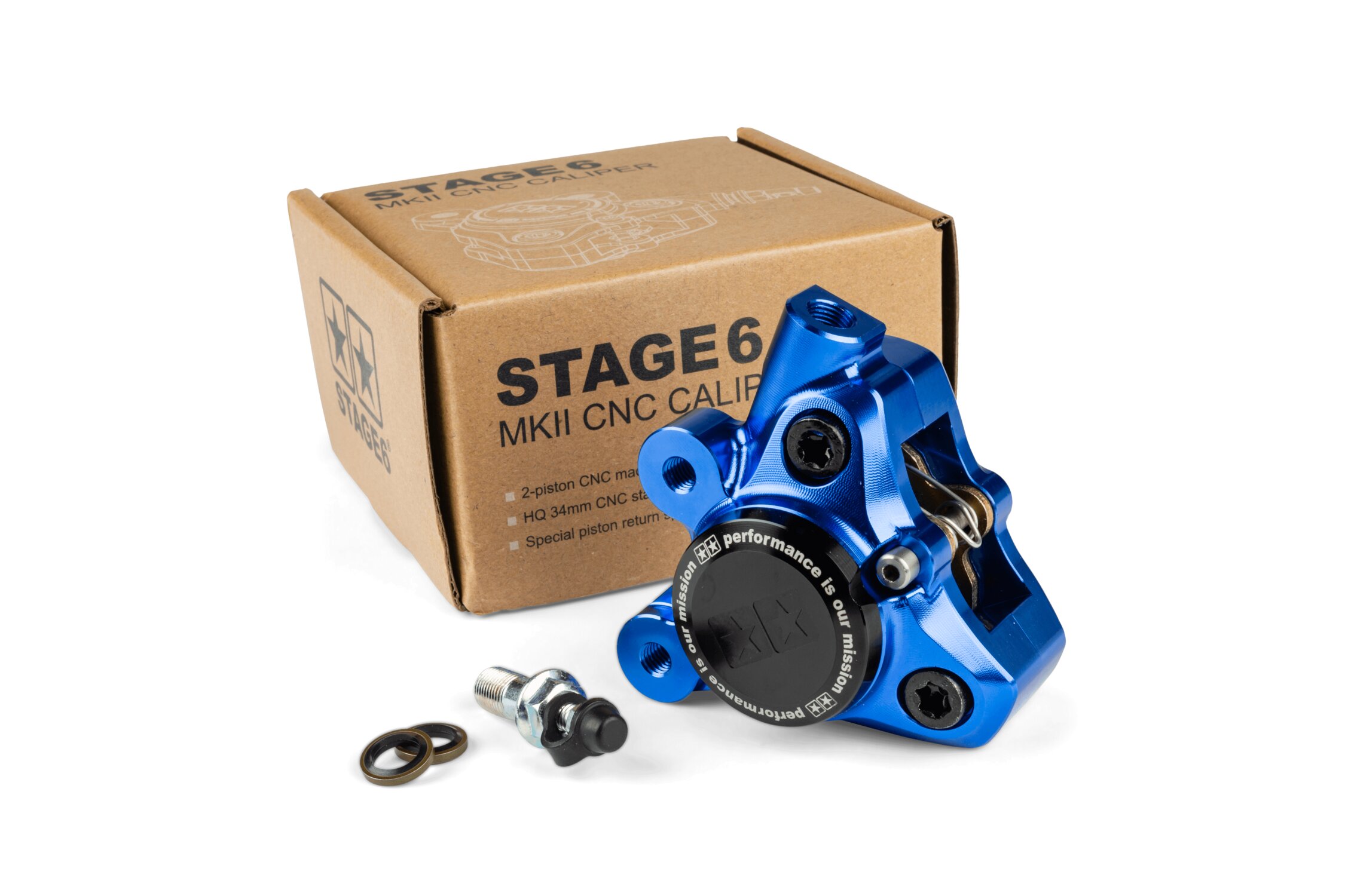 Image of Bremssattel vorn Alu CNC Stage6 Minarelli / Piaggio / Peugeot blau