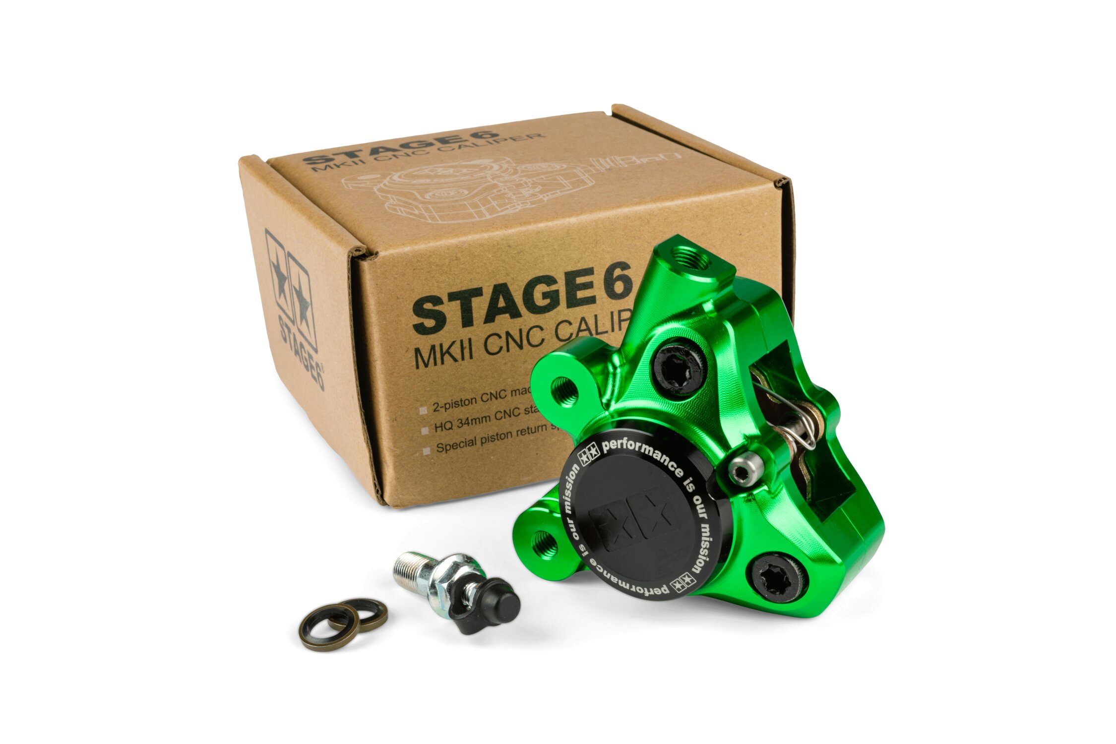 Image of Bremssattel vorn Alu CNC Stage6 Minarelli / Piaggio / Peugeot grün