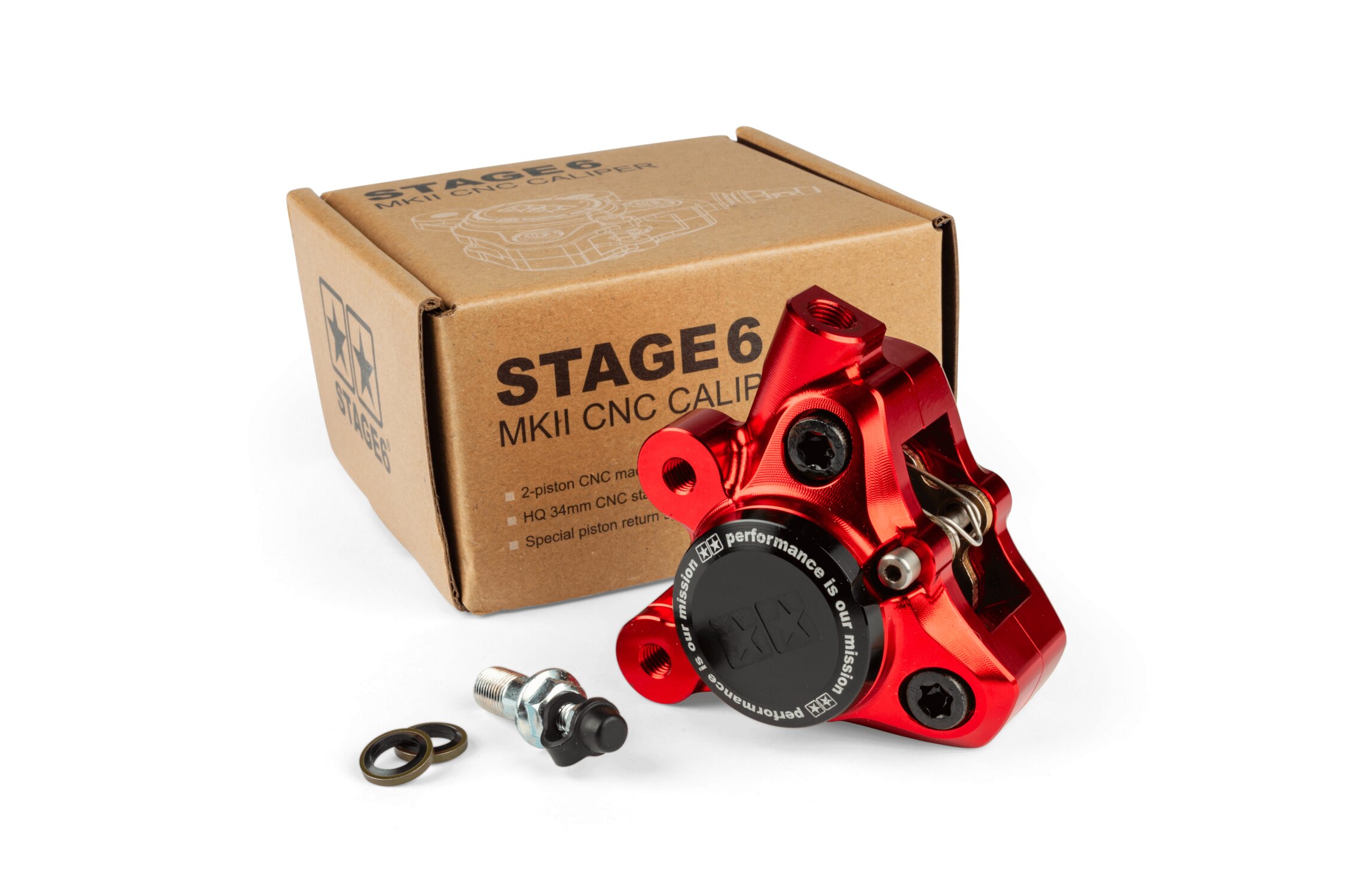 Image of Bremssattel vorn Alu CNC Stage6 Minarelli / Piaggio / Peugeot rot