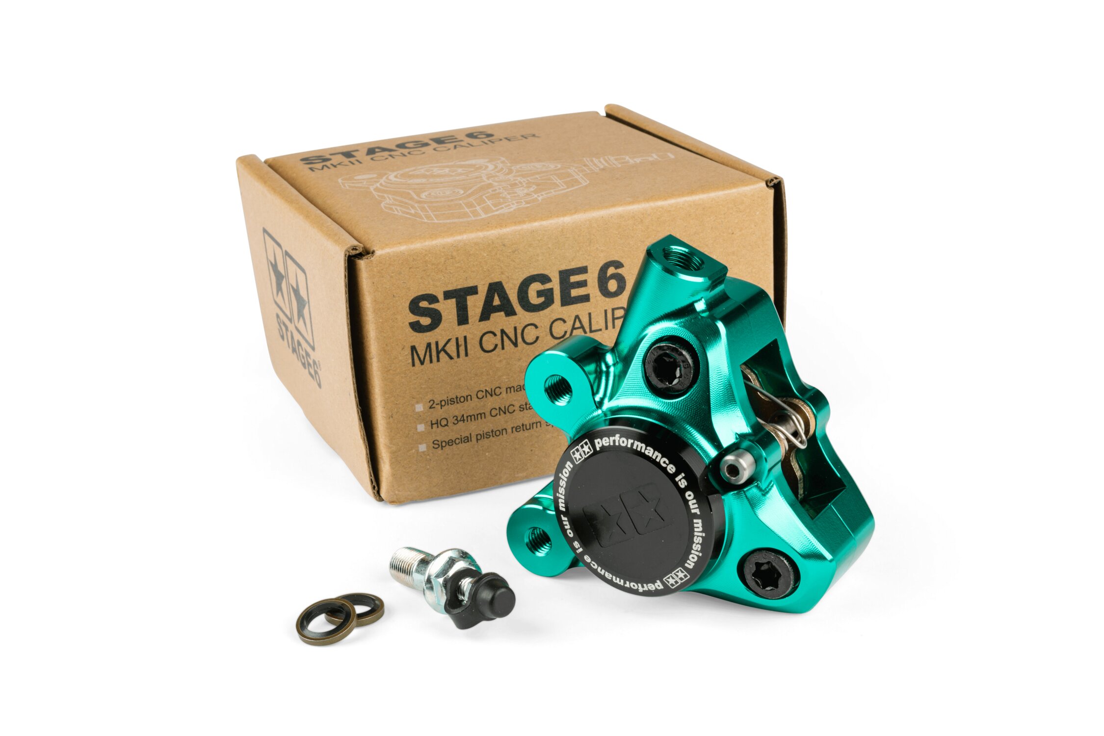Image of Bremssattel vorn Alu CNC Stage6 Minarelli / Piaggio / Peugeot türkis