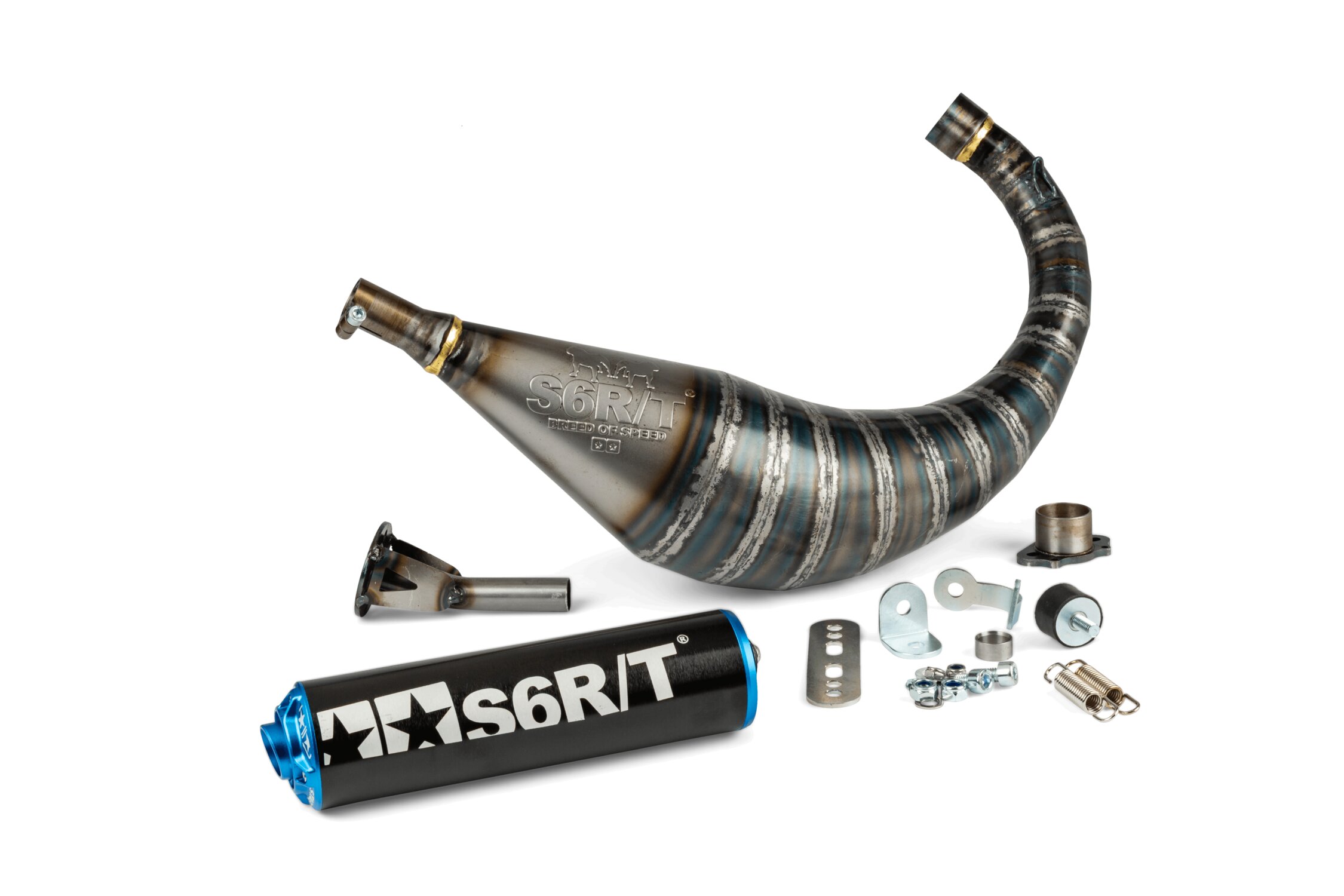 Image of Auspuff Stage6 R/T 70 - 80 Derbi Schwarz / Blau