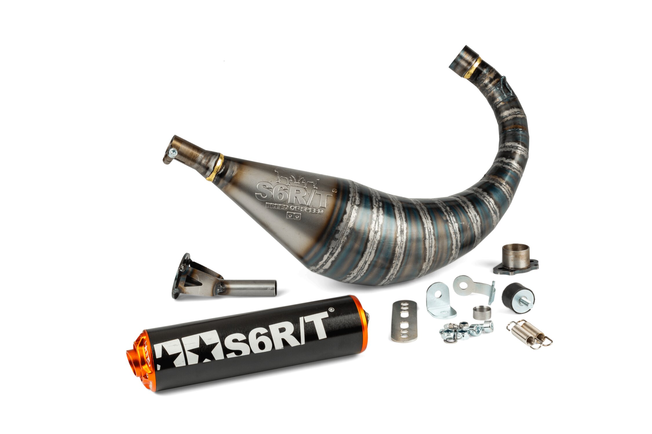 Image of Auspuff Stage6 R/T 70 - 80 Derbi Schwarz / Orange