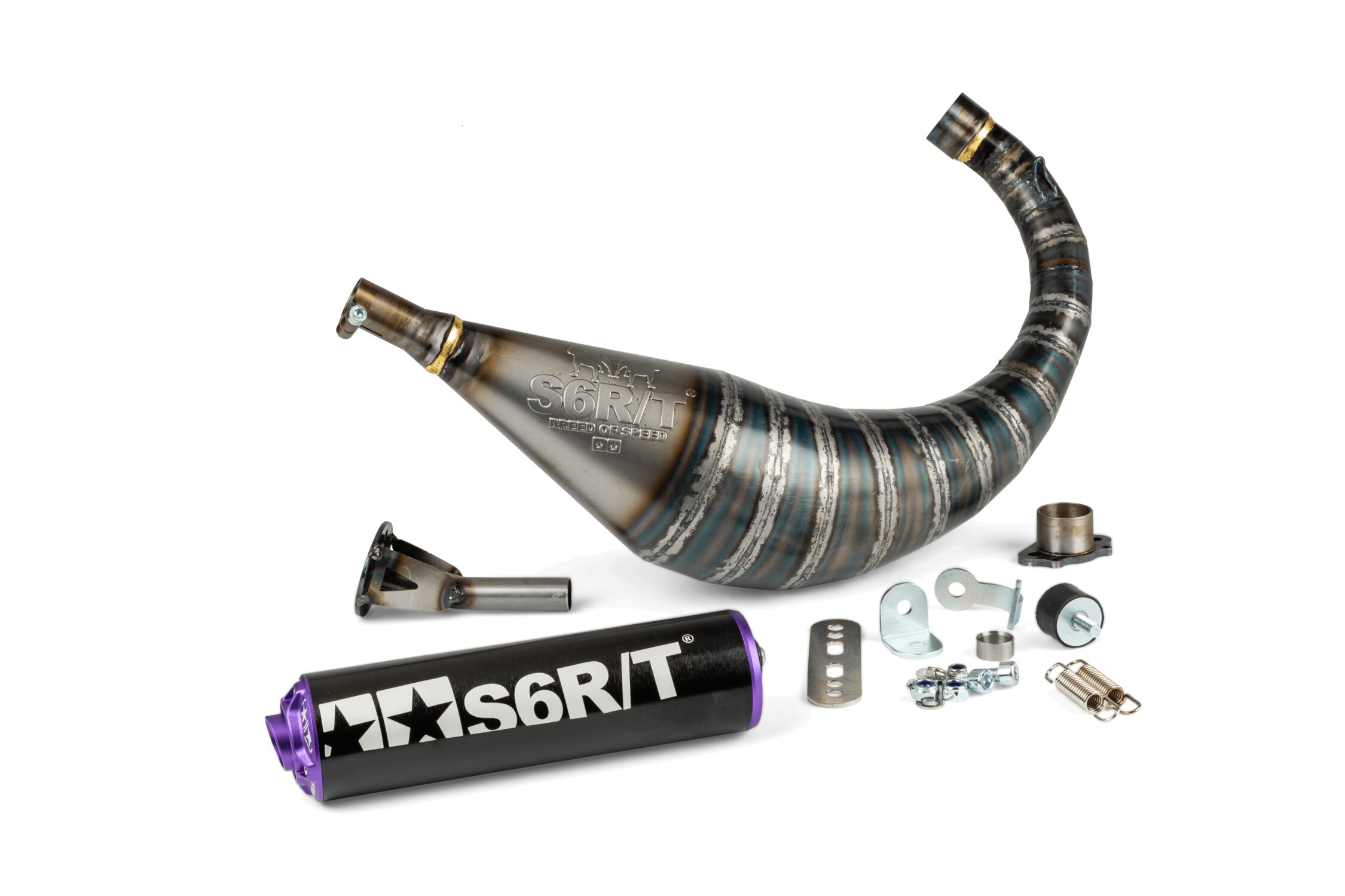 Image of Auspuff Stage6 R/T 70 - 80 Derbi Schwarz / Lila