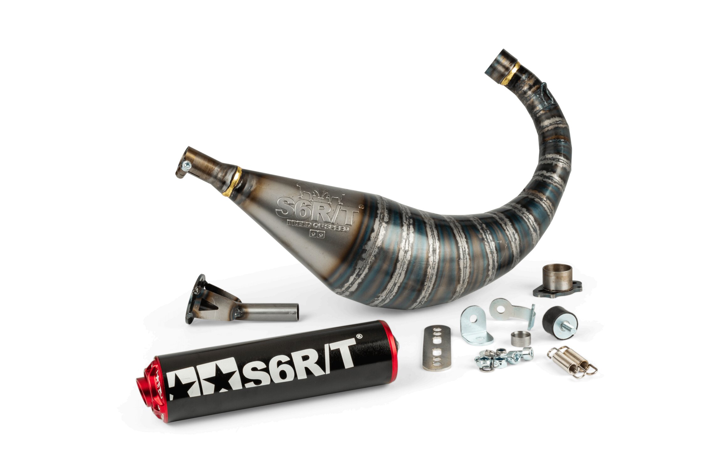 Image of Auspuff Stage6 R/T 70 - 80 Derbi Schwarz / Rot