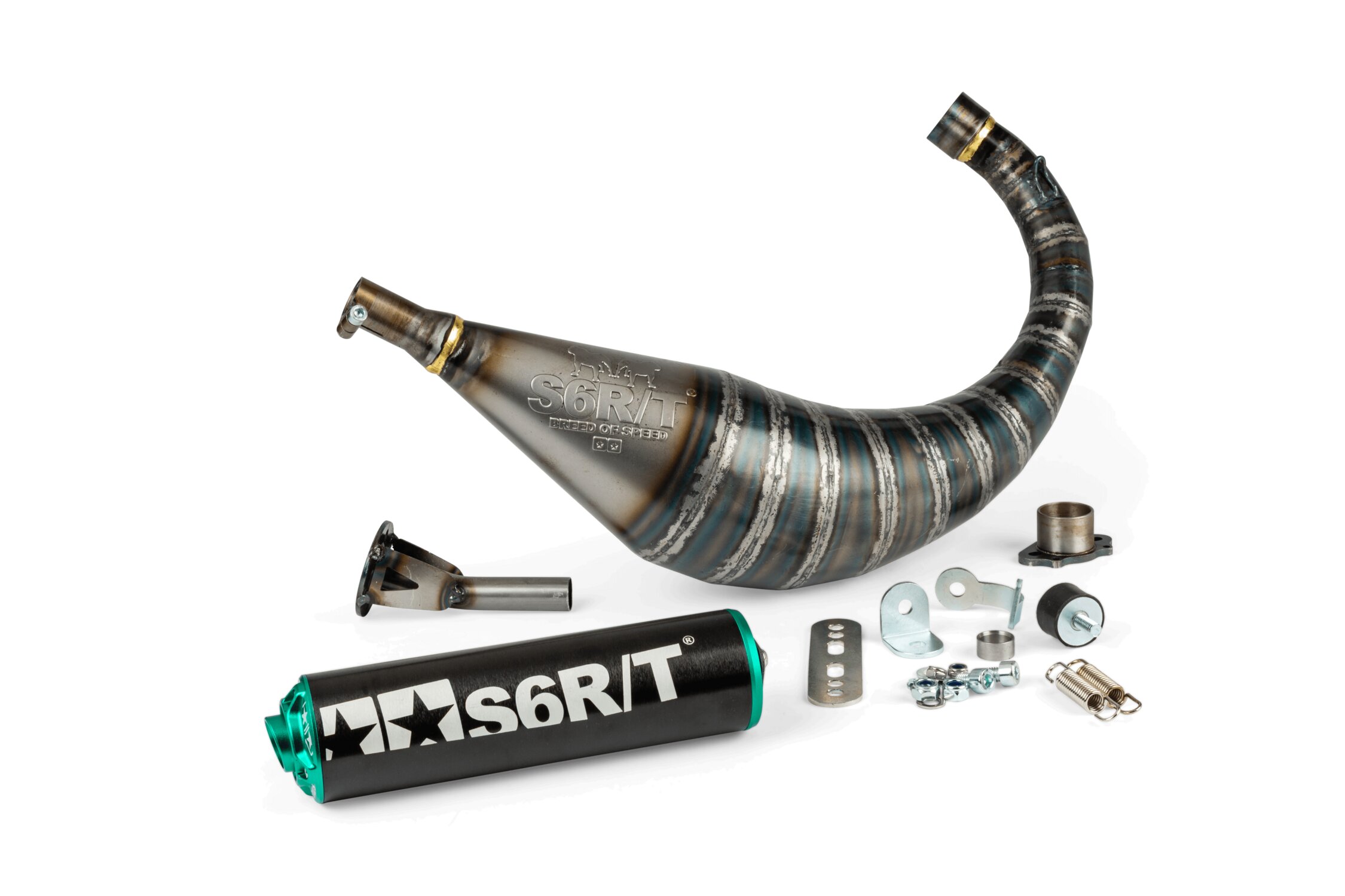 Image of Auspuff Stage6 R/T 70 - 80 Derbi Schwarz / Türkis