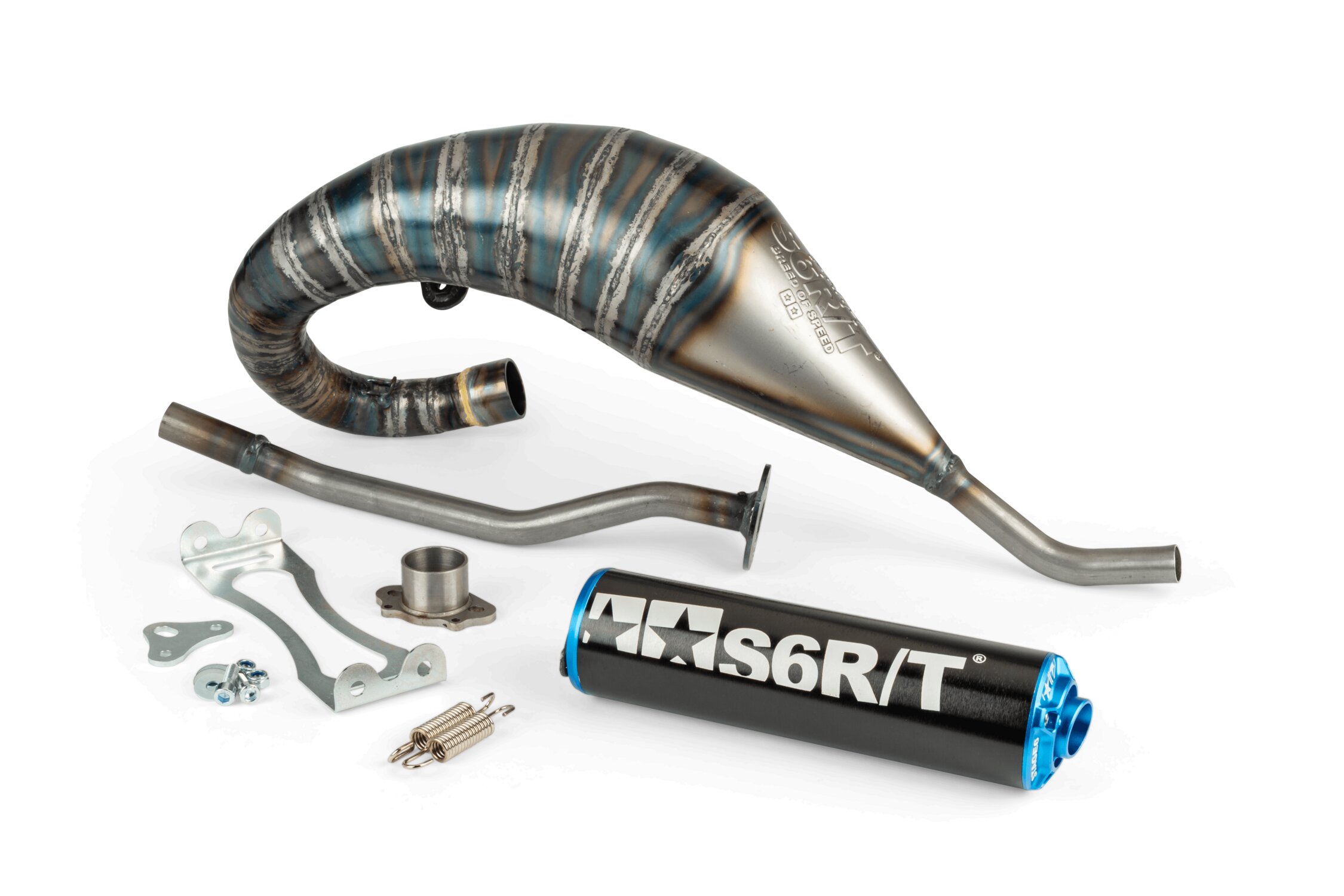 Image of Auspuff Stage6 R/T 70 - 80 high mount Derbi Schwarz / Blau
