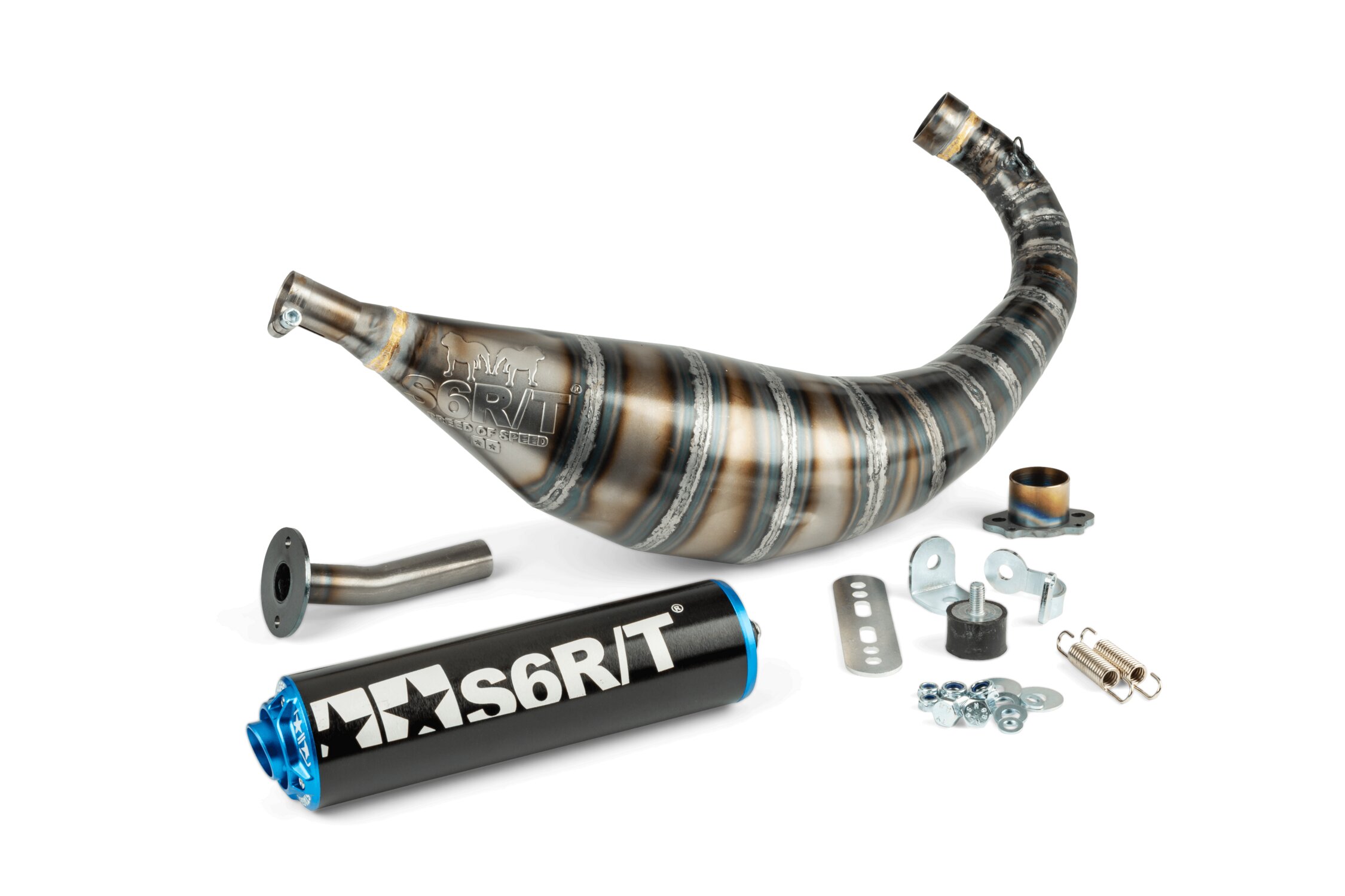 Image of Auspuff Stage6 R/T 80 - 90 Derbi Schwarz / Blau