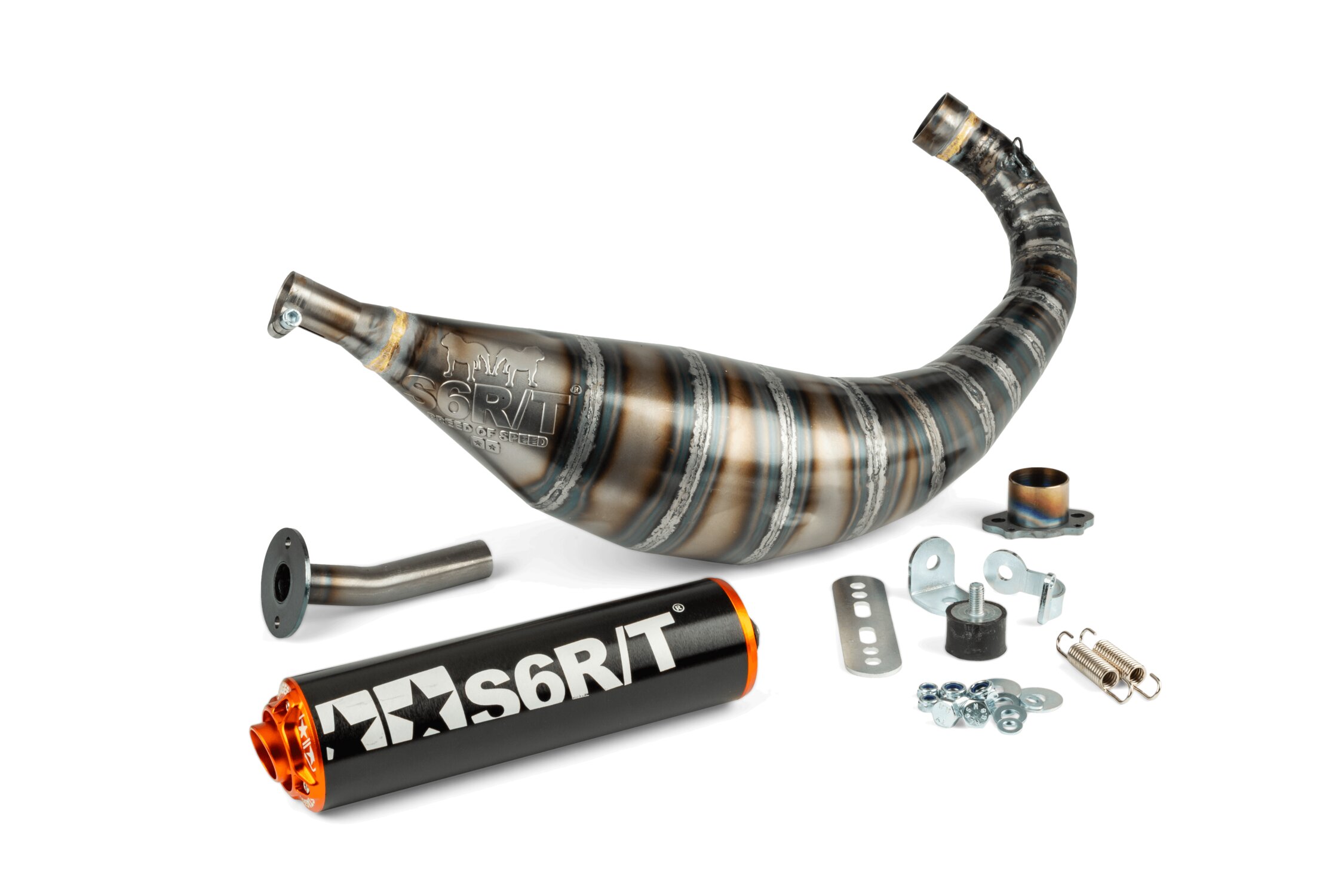 Image of Auspuff Stage6 R/T 80 - 90 Derbi Schwarz / Orange