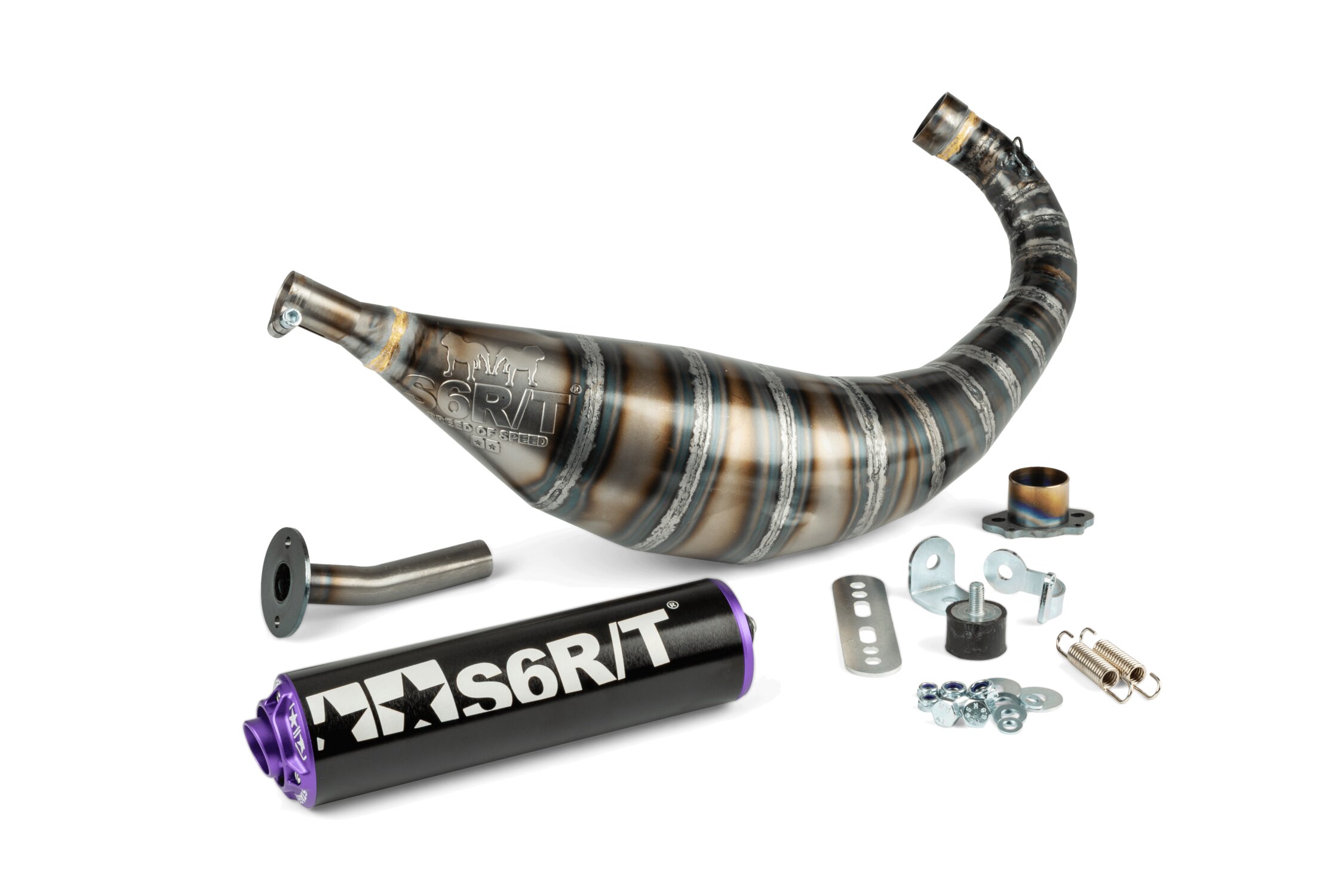 Image of Auspuff Stage6 R/T 80 - 90 Derbi Schwarz / Lila