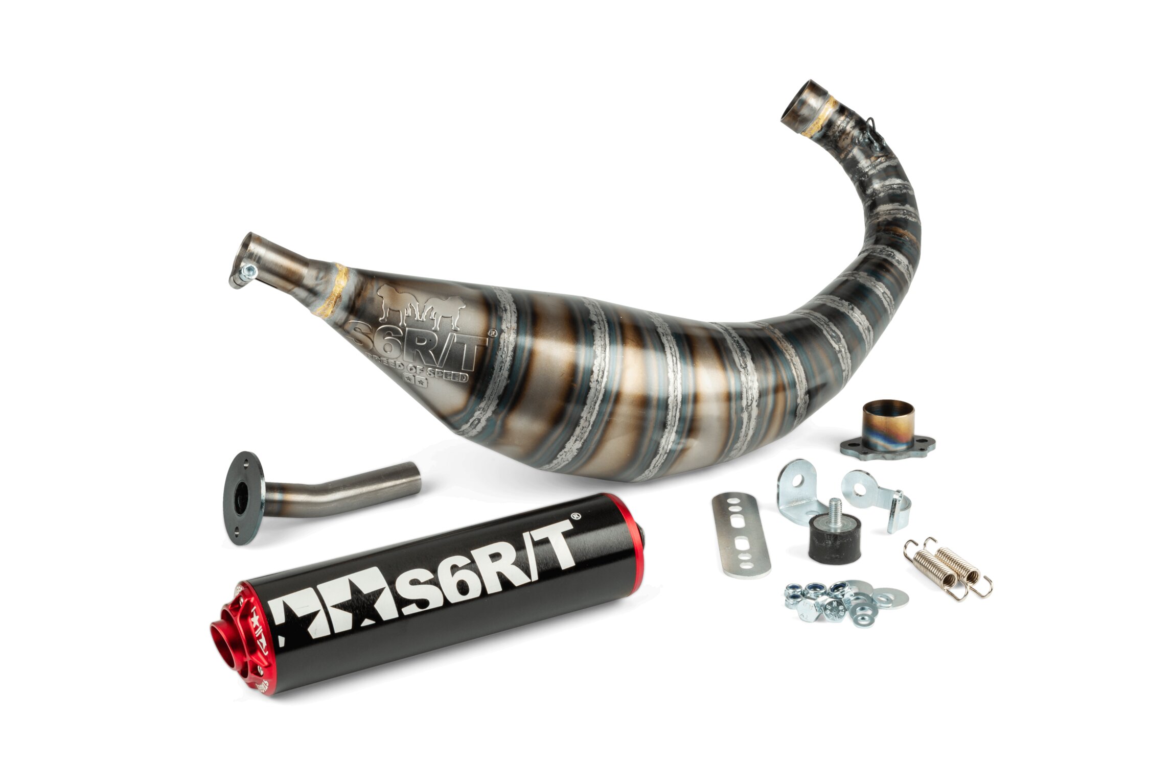 Image of Auspuff Stage6 R/T 80 - 90 Derbi Schwarz / Rot