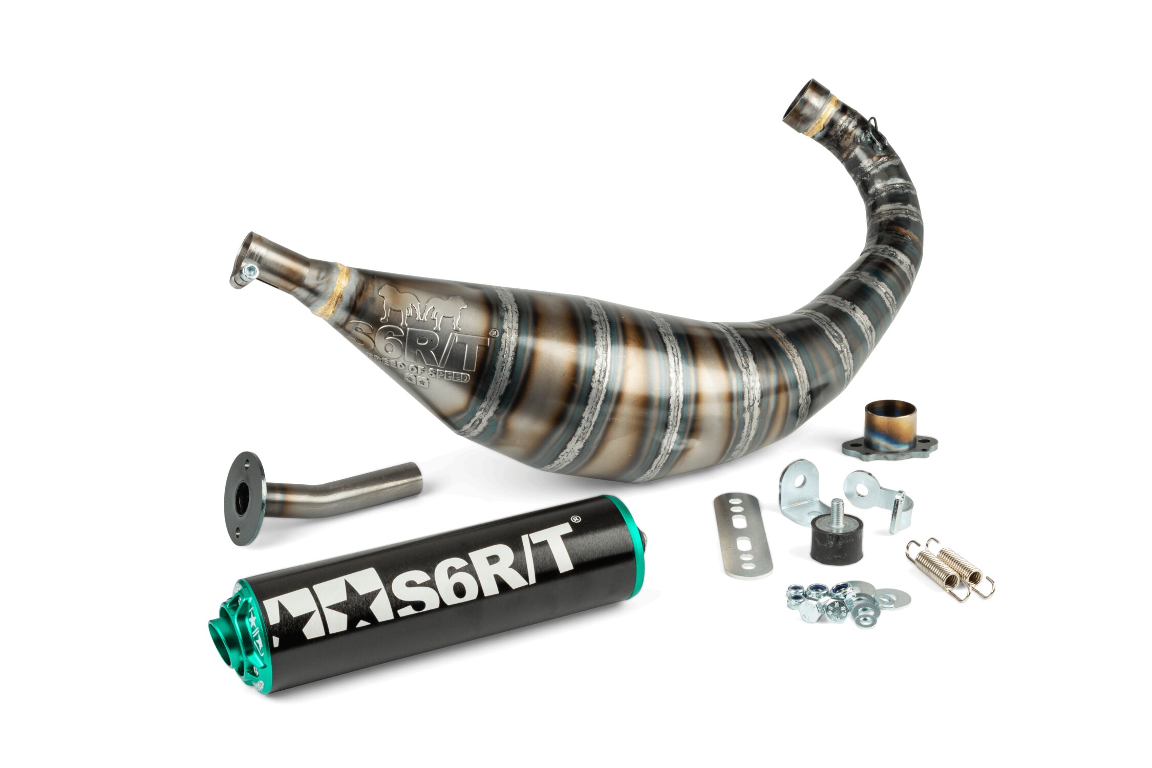 Image of Auspuff Stage6 R/T 80 - 90 Derbi Schwarz / Türkis