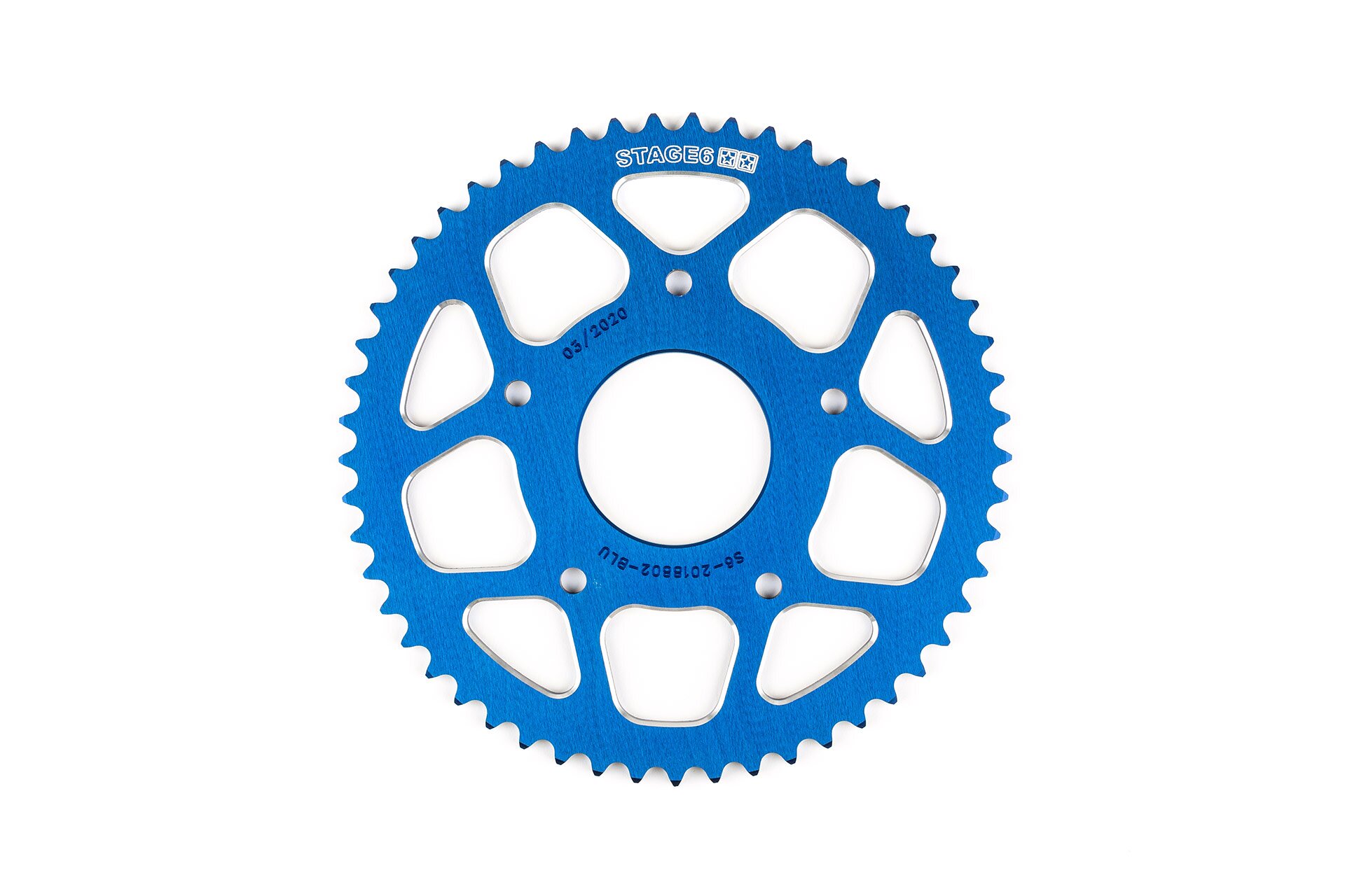 Image of Kettenrad 53 Zähne - 420 Stage6 Alu CNC blau Peugeot / Rieju