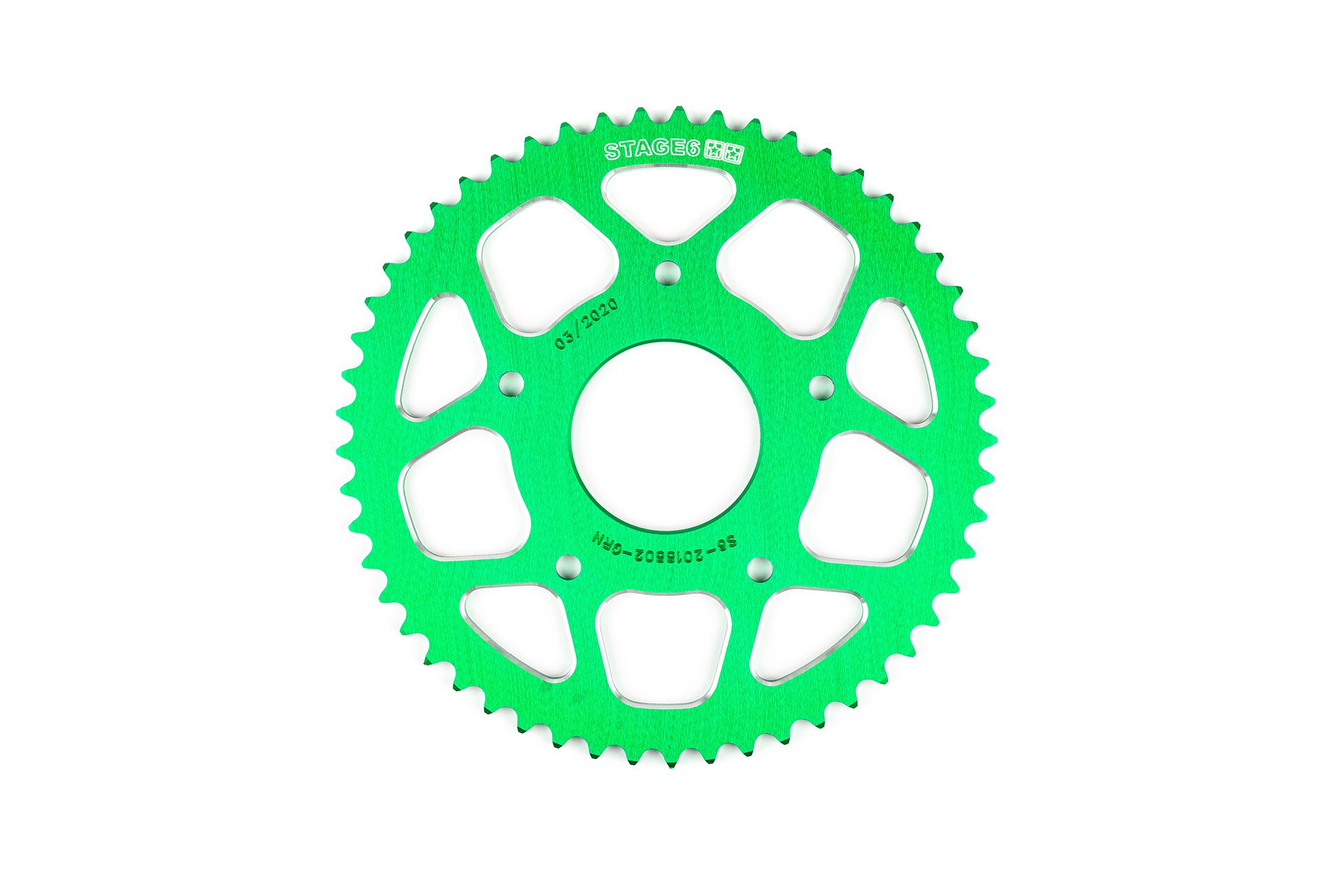 Image of Kettenrad 53 Zähne - 420 Stage6 Alu CNC grün Peugeot / Rieju