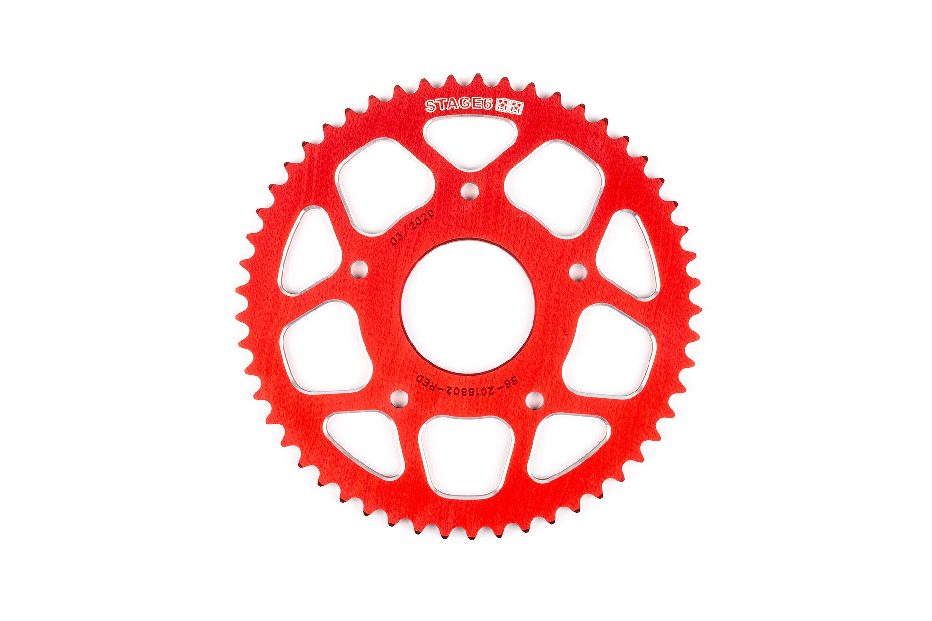 Image of Kettenrad 53 Zähne - 420 Stage6 Alu CNC rot Peugeot / Rieju