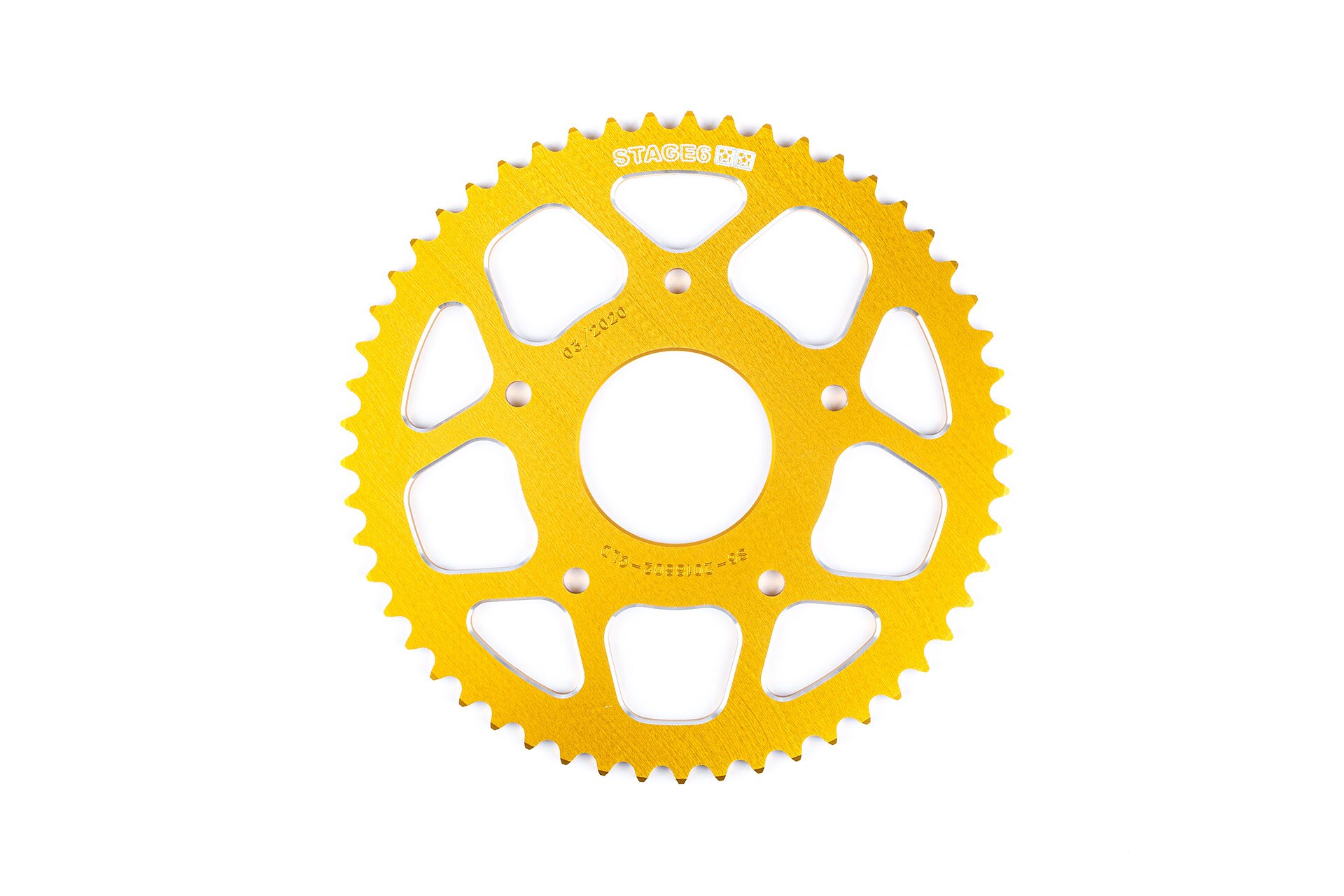 Image of Kettenrad 53 Zähne - 420 Stage6 Alu CNC gelb Peugeot / Rieju