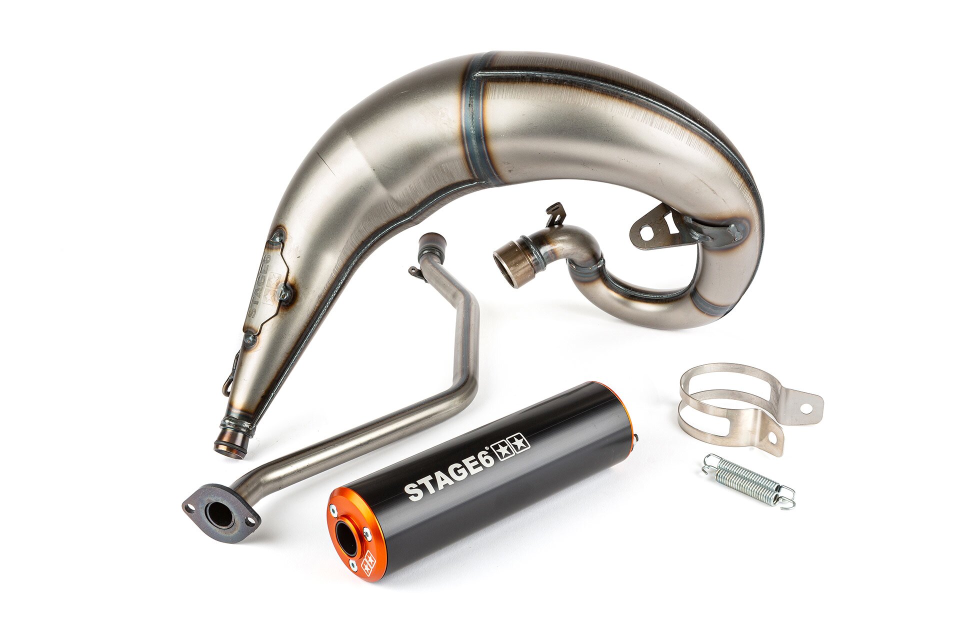 Image of Auspuff Stage6 Streetrace high mount CNC orange / schwarz Rieju MRT