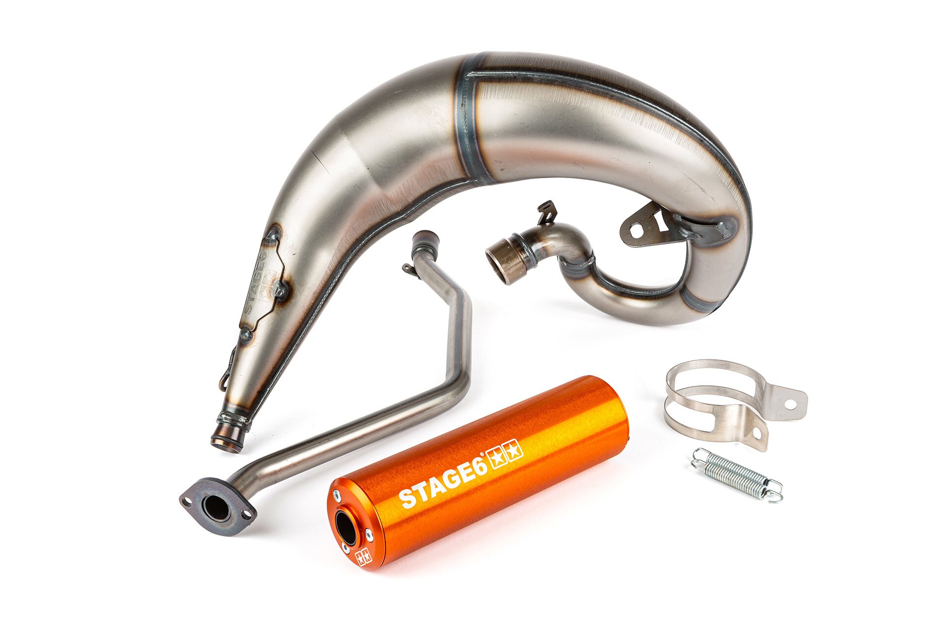 Image of Auspuff Stage6 Streetrace high mount CNC orange Rieju MRT