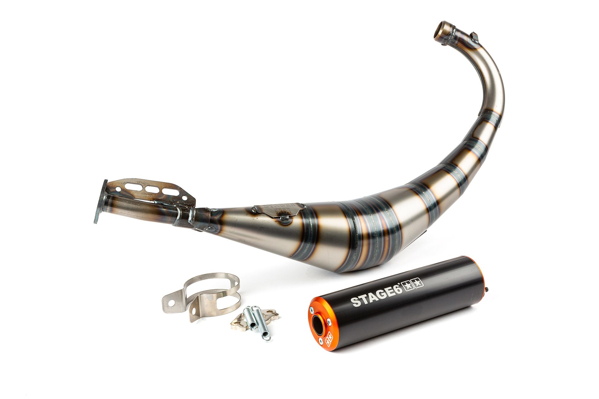 Image of Auspuff Stage6 Streetrace CNC orange / schwarz Derbi / Minarelli AM6