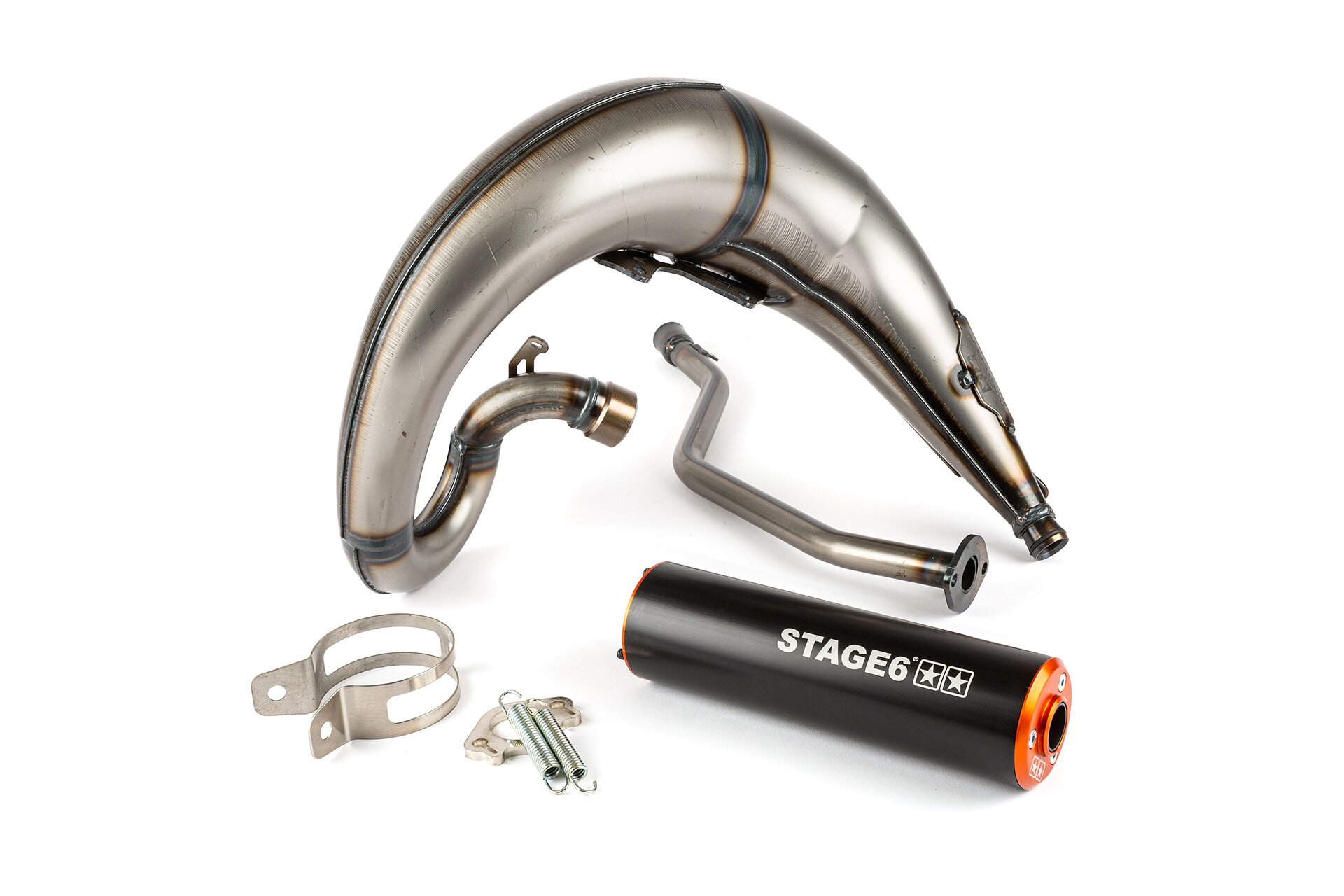 Image of Auspuff Stage6 Streetrace high mount CNC orange / schwarz Yamaha DT50