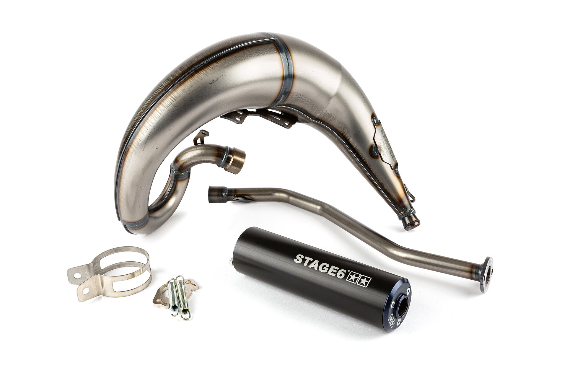 Image of Auspuff Stage6 Streetrace high mount link CNC blau / schwarz Beta RR -2012