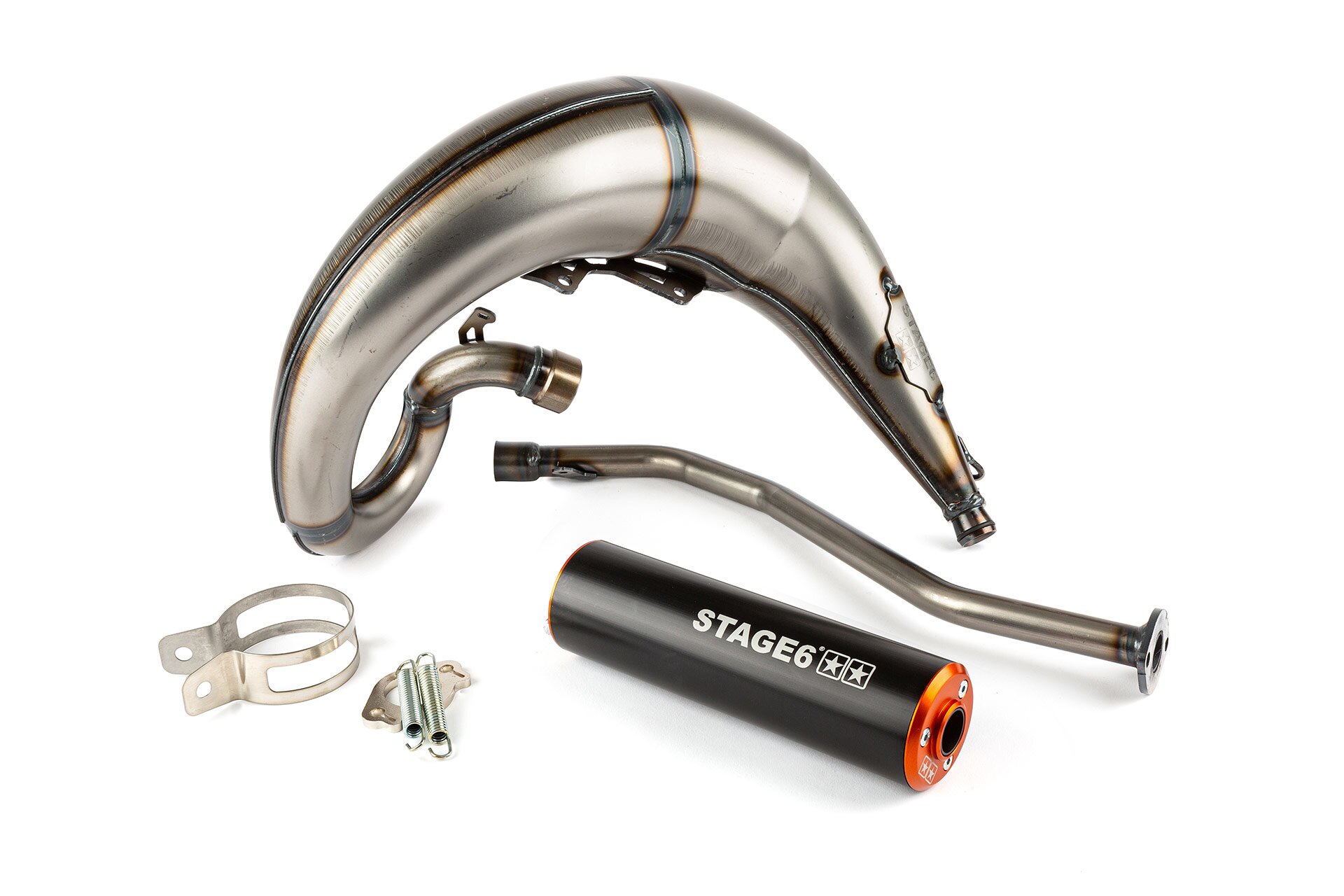 Image of Auspuff Stage6 Streetrace high mount linke CNC orange / schwarz Beta RR -2012