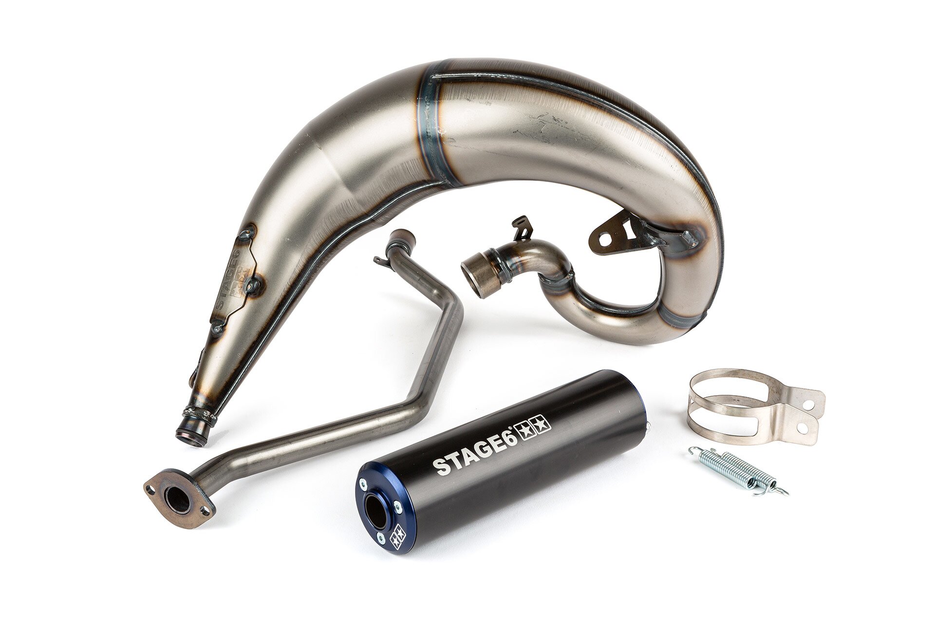 Image of Auspuff Stage6 Streetrace high mount CNC blau / schwarz Sherco SE / SM