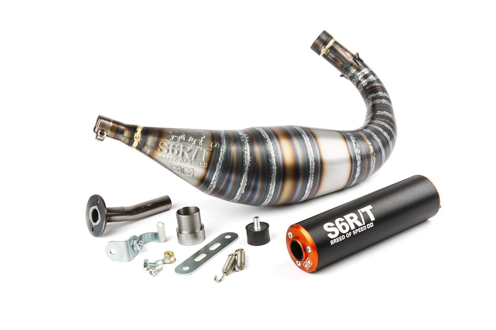 Image of Auspuff Stage6 R/T 90 - 100cc CNC Orange / Schwarz Minarelli AM6