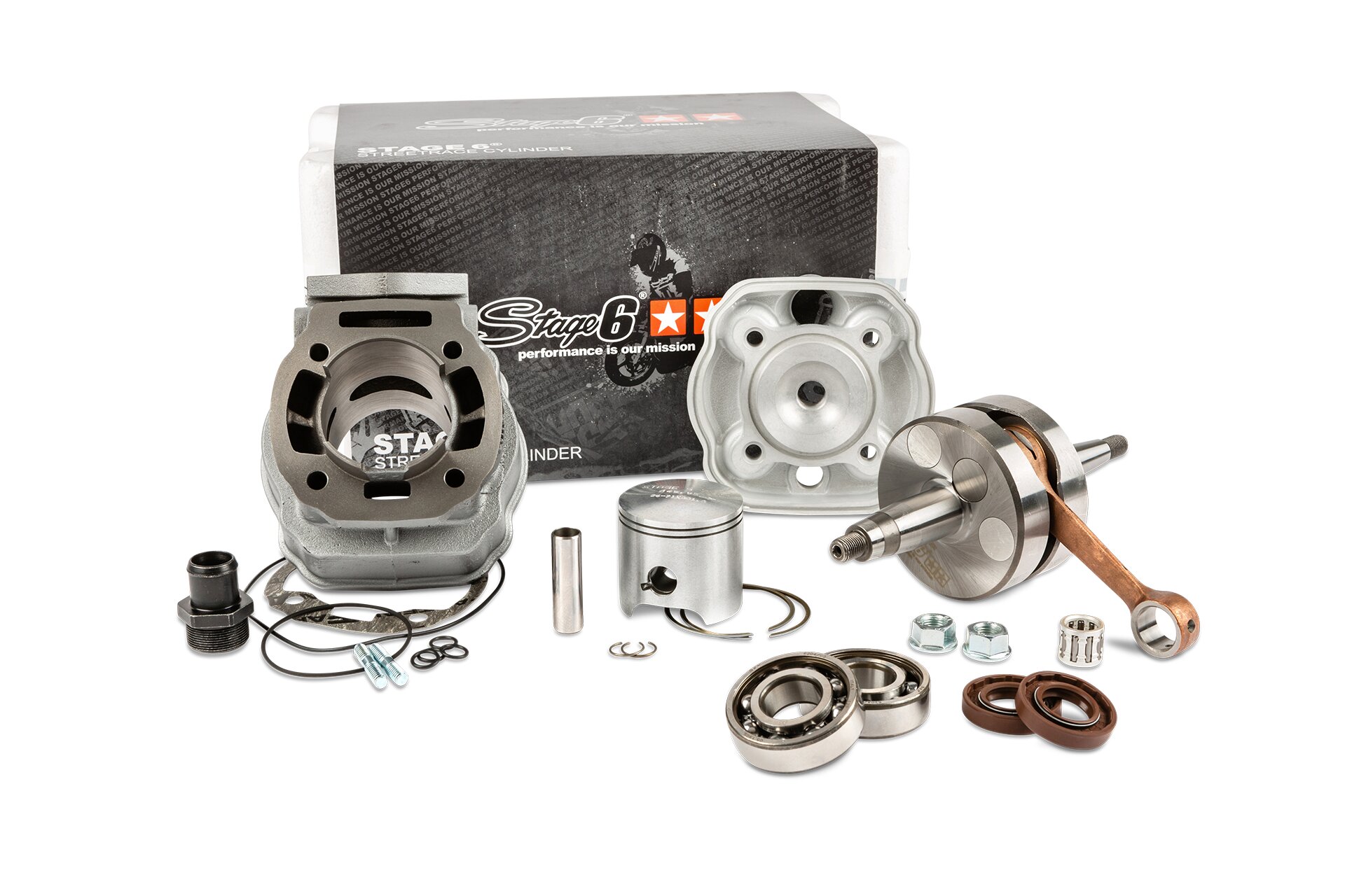 Image of Motorpack Zylinder + Kurbelwelle Stage6 Streetrace 77ccm Derbi Euro 3 / 4