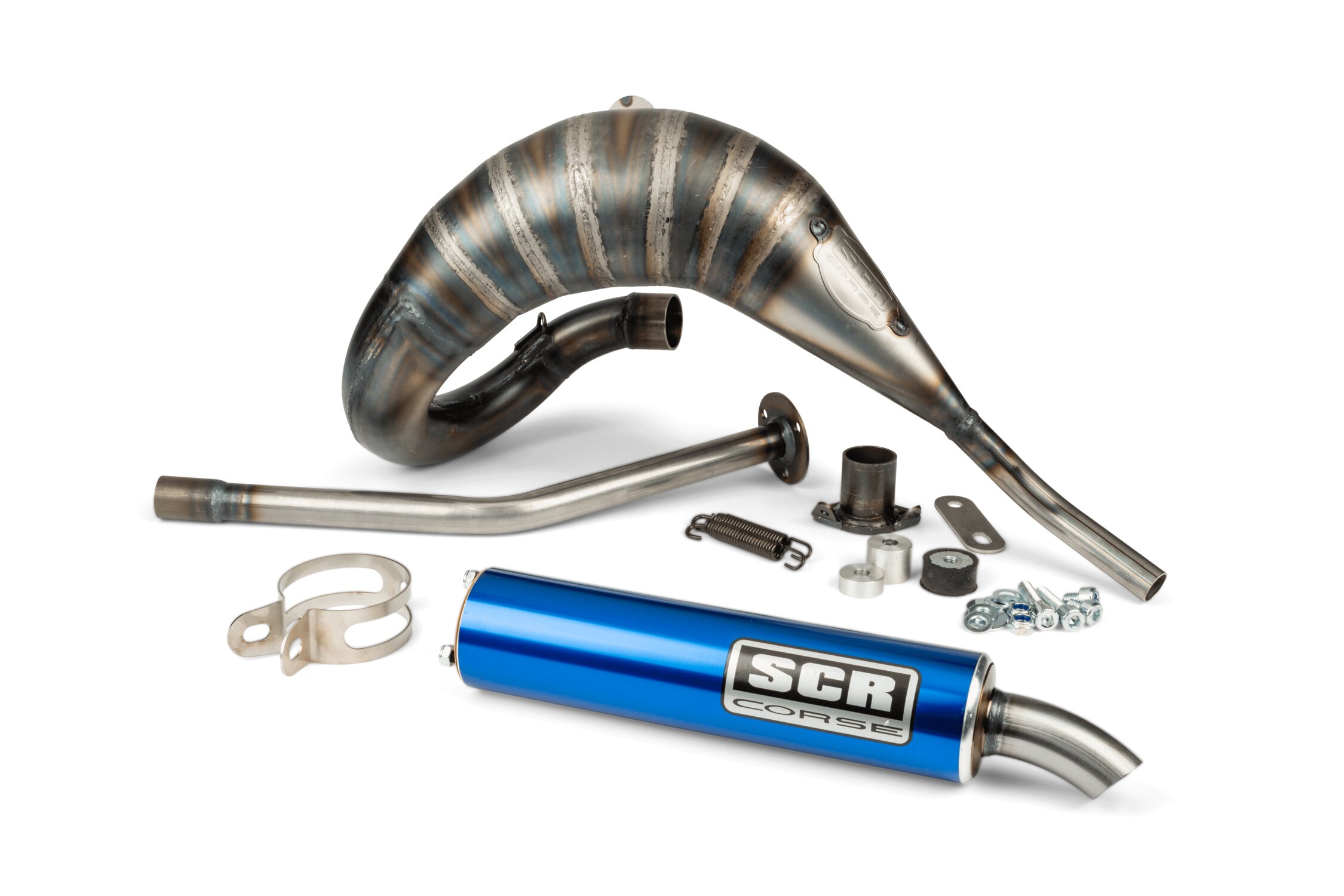Image of Auspuff SCR Corse Racing Line Cross 70-80 Derbi blau