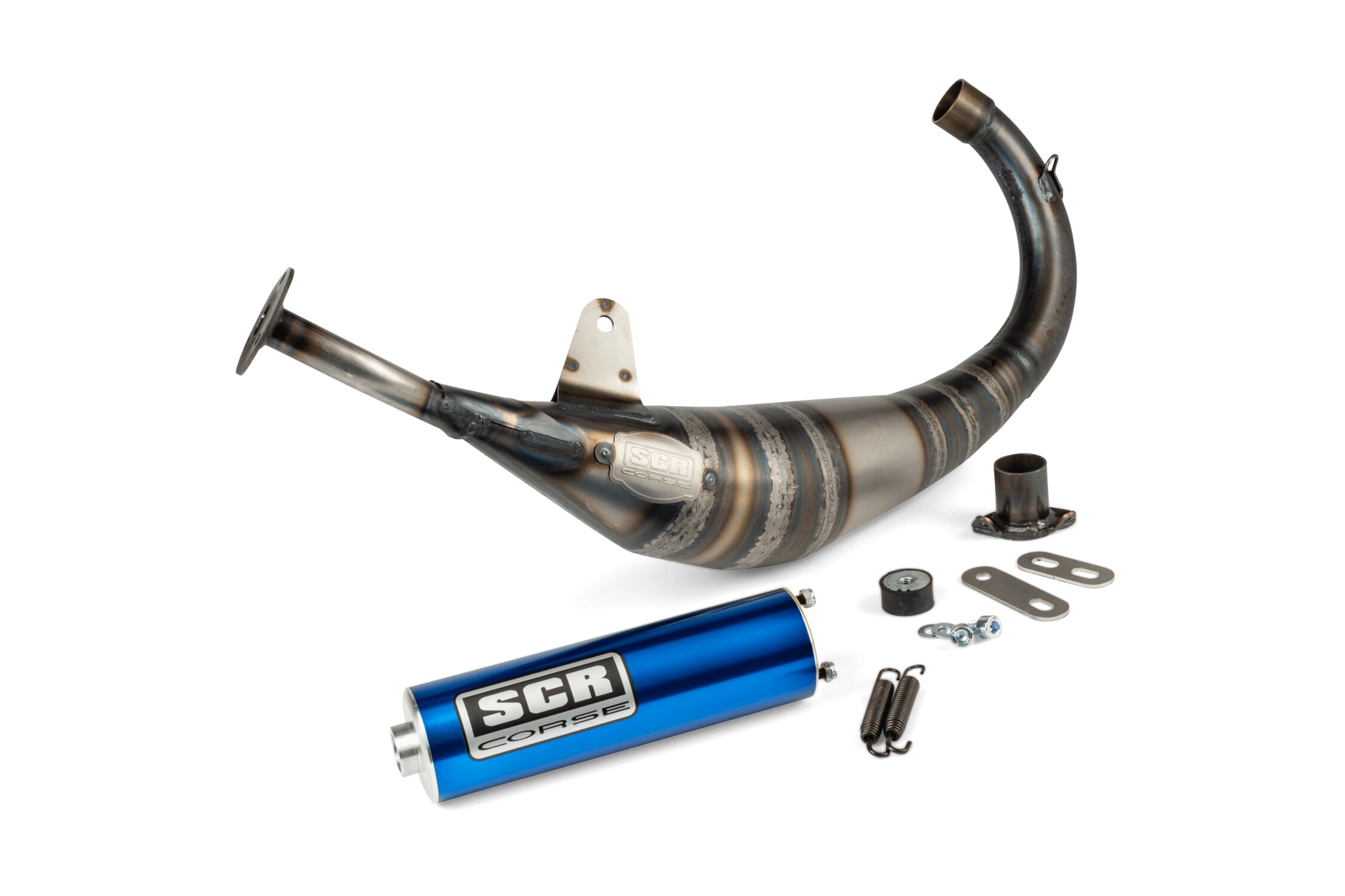 Image of Auspuff SCR Corse Racing Line 70-80 Derbi blau