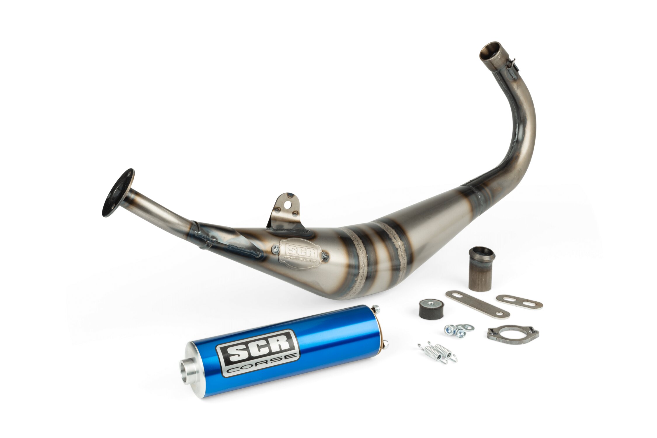 Image of Auspuff SCR Corse Handmade 50-70 Derbi blau