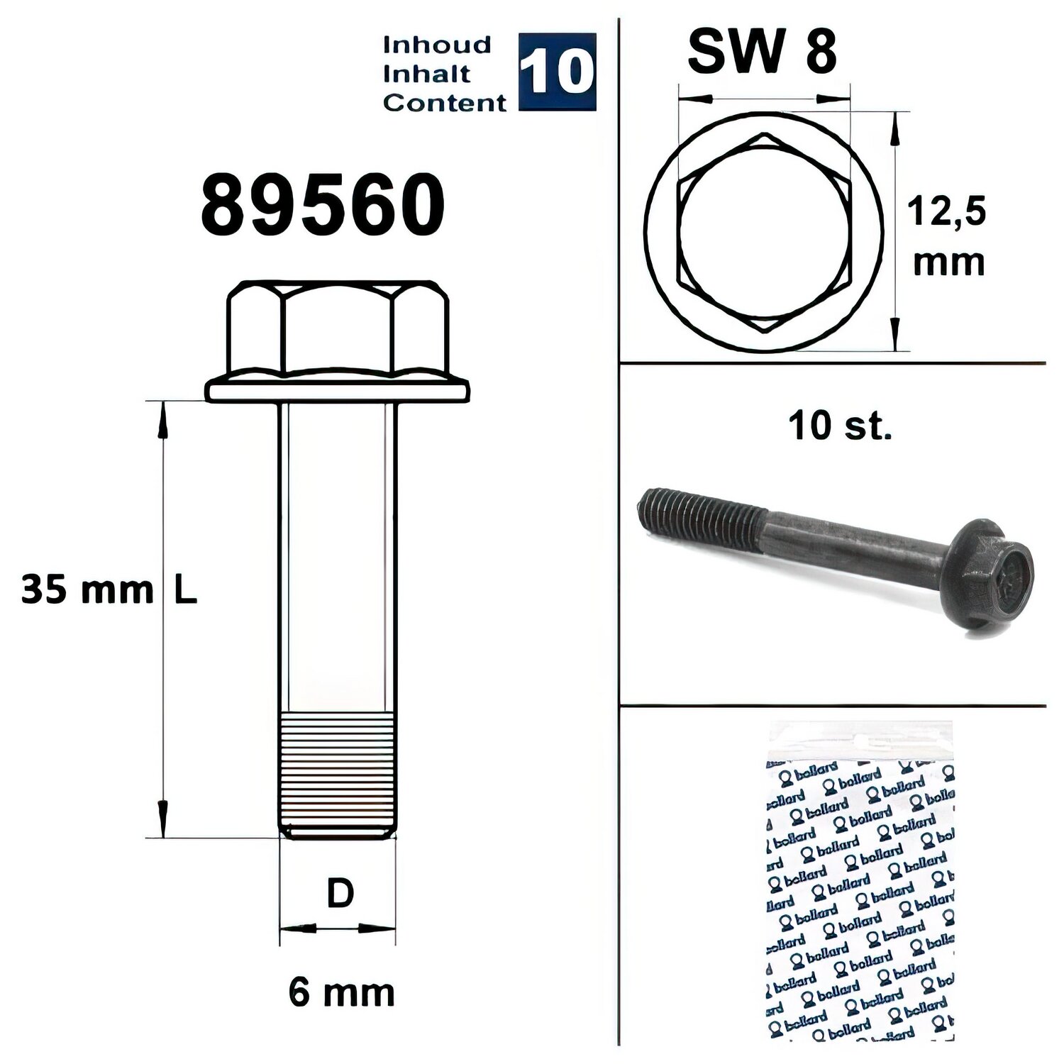 Image of Motorschraube SW 8 M6x35 schwarz (x10)