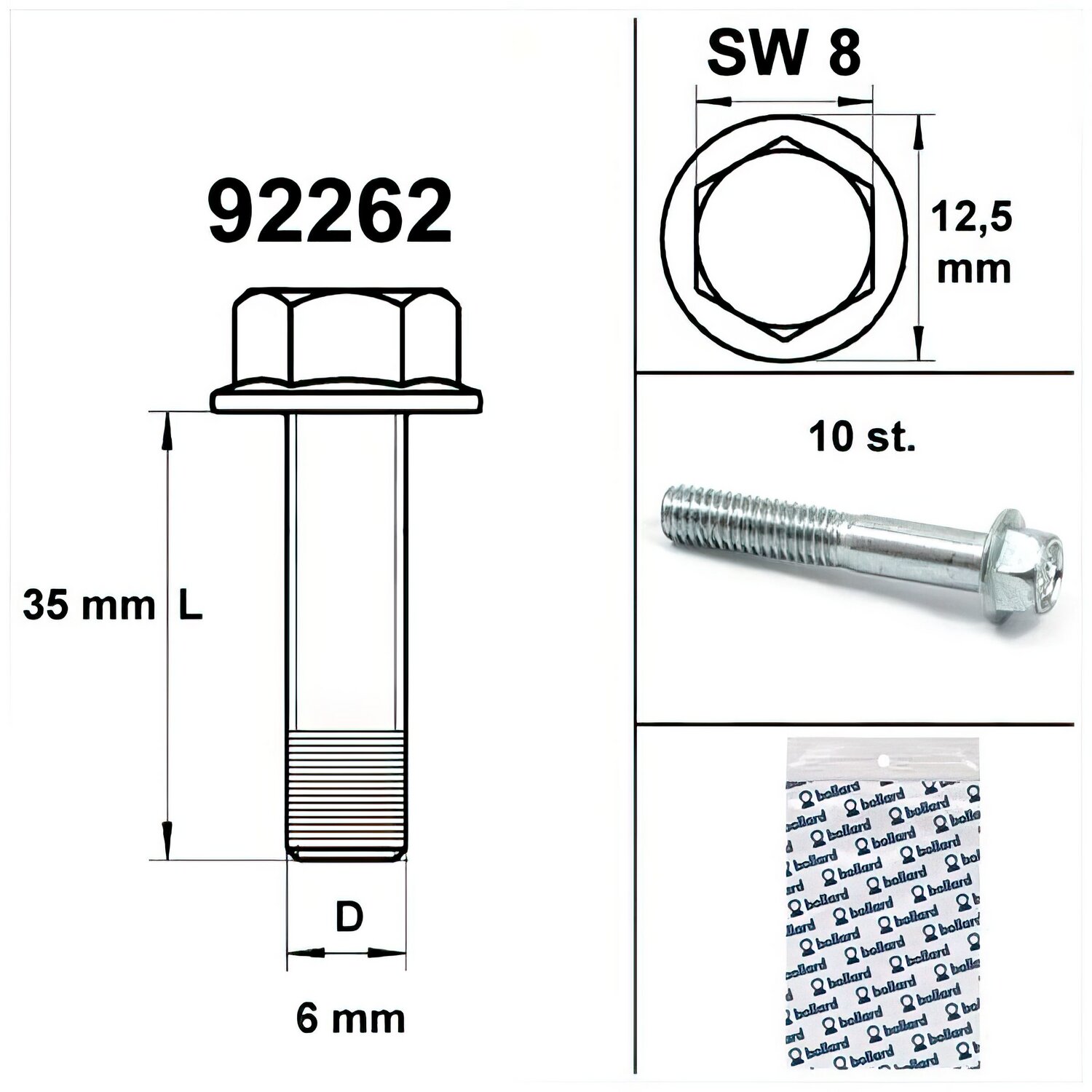Image of Motorschraube SW 8 M6x 35 silber (x10)