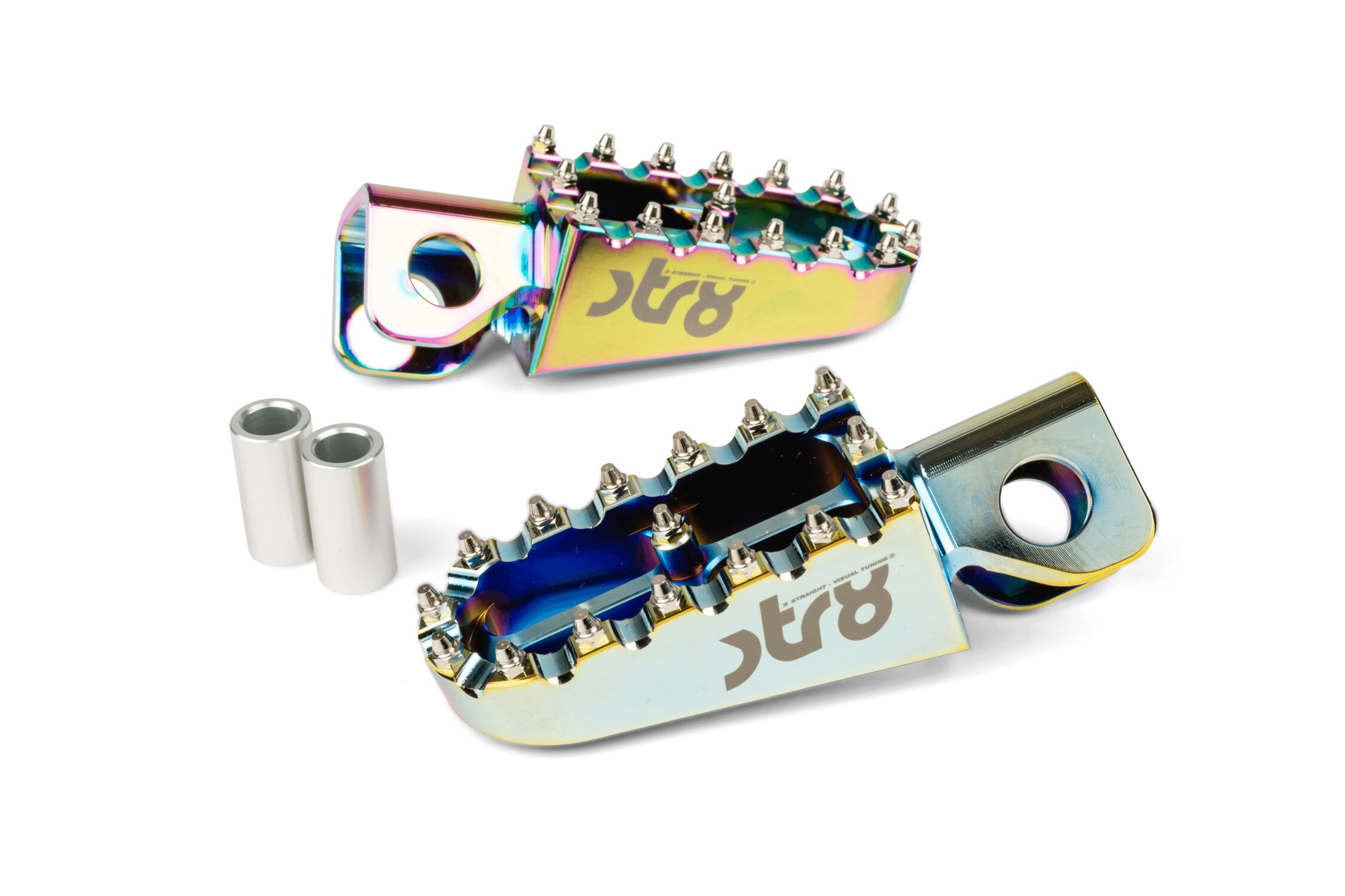 Image of Fußrasten STR8 MX Evo Derbi CNC Neochrom (Set)